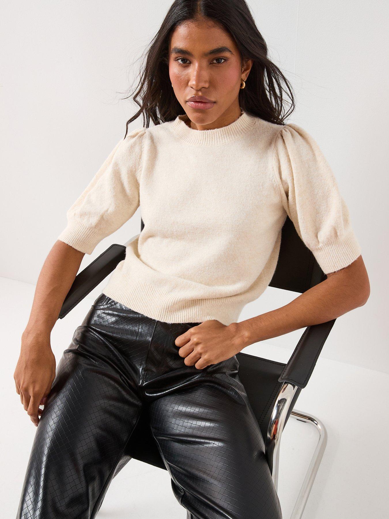 vero-moda-24-o-neck-short-sleeve-jumper-cream