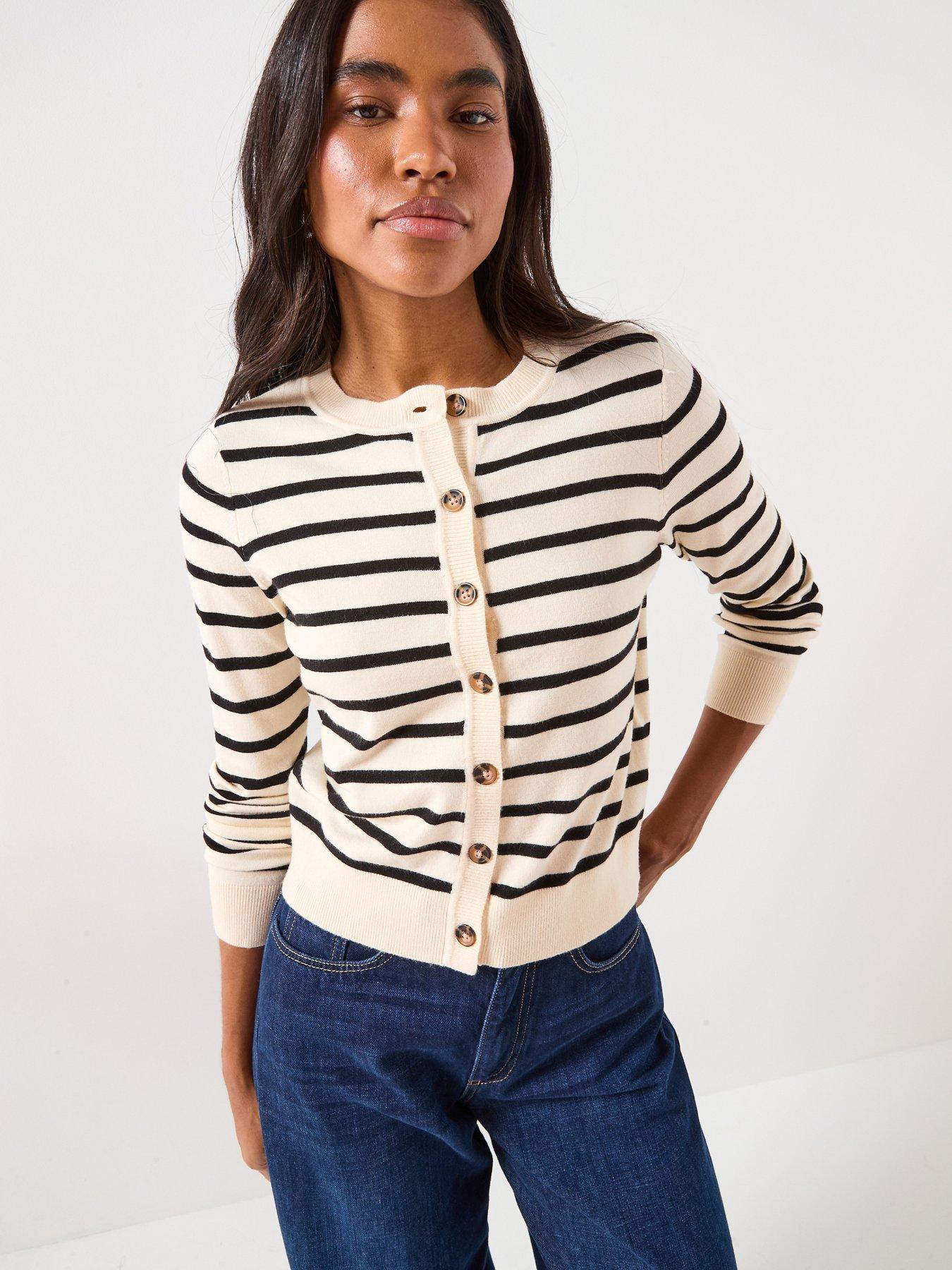 vero-moda-saba-plain-long-sleeve-o-neck-cardigan-stripe-multi