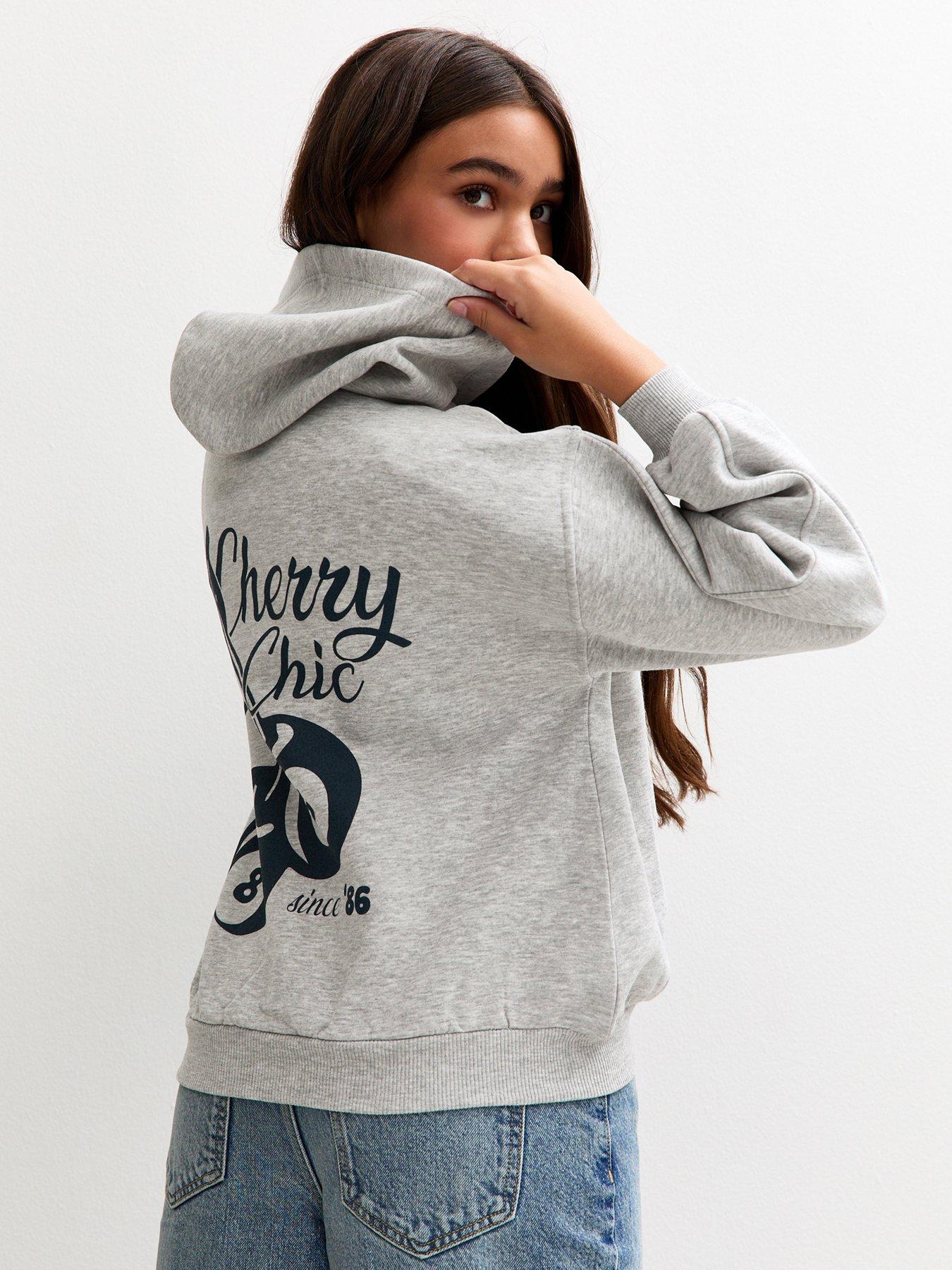 undefined Girls Cherry 8 Ball Back Print Hoodie - Dark Grey