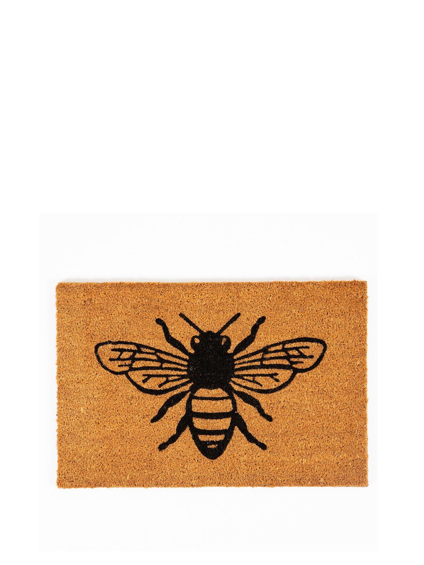 Image 2 of 4 of ARTHOUSE Astley Printed Monochrome Bee Natural PVC Backed 40 x 60cm Doormat