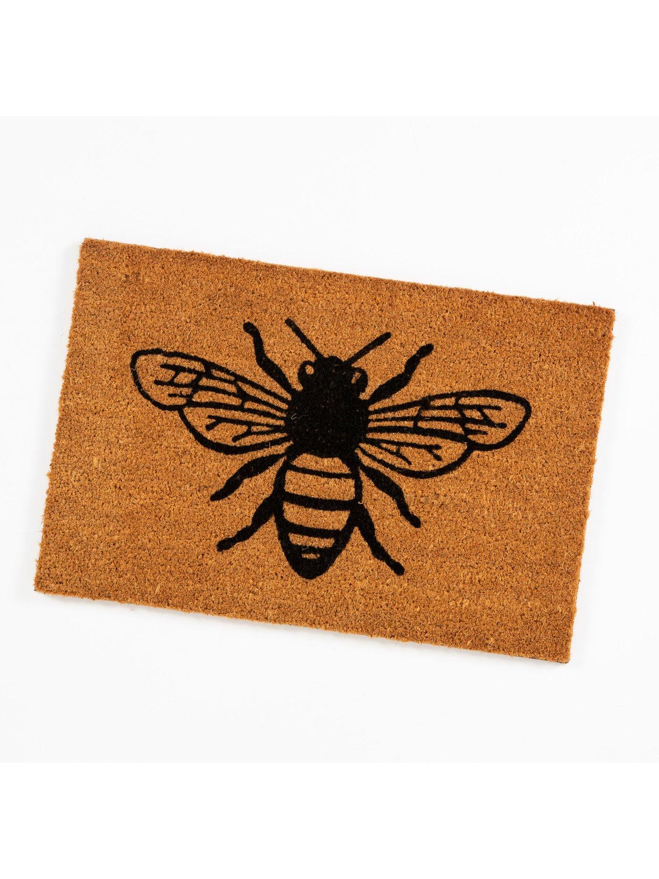 Image 3 of 4 of ARTHOUSE Astley Printed Monochrome Bee Natural PVC Backed 40 x 60cm Doormat