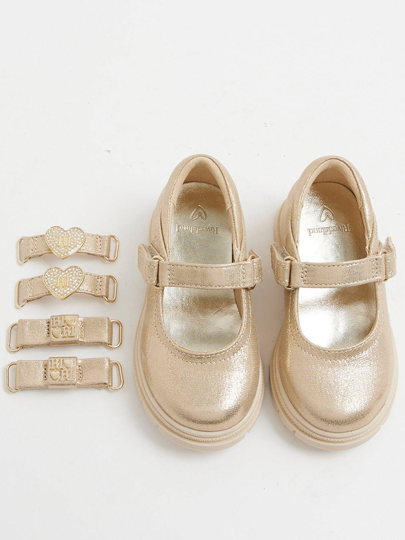 River Island Mini Girls Multi Strap Mary Jane Shoe - Gold