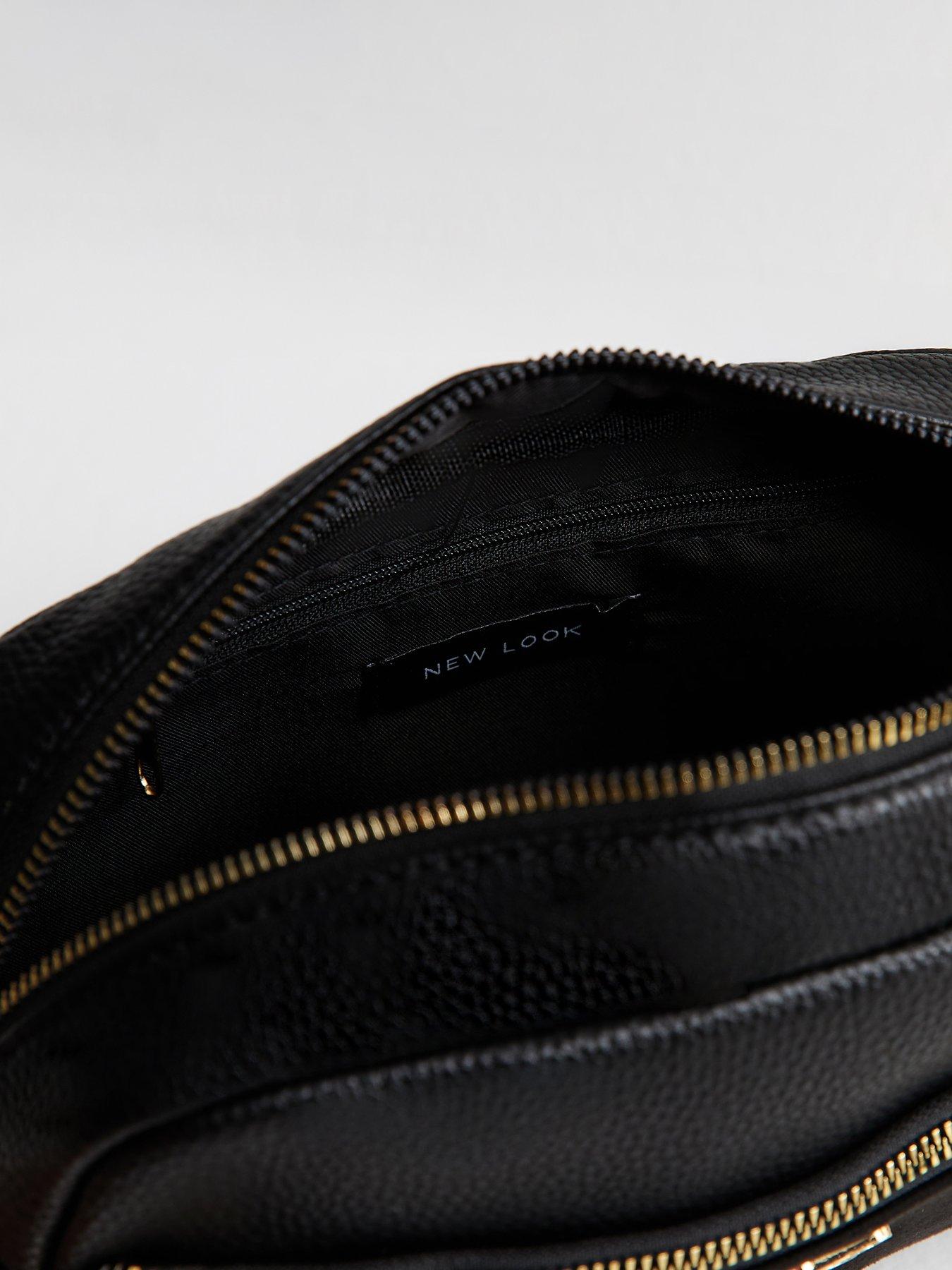  image of new-look-black-faux-leather-bee-camera-crossbody-bag