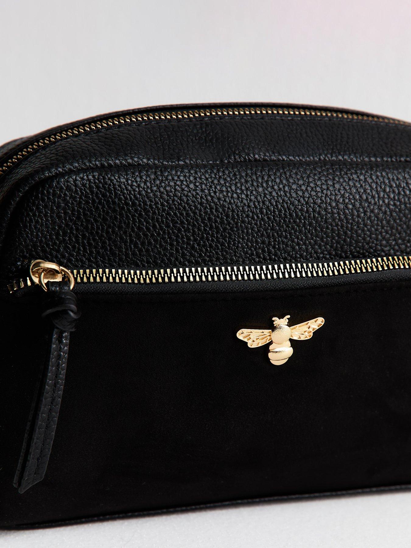  image of new-look-black-faux-leather-bee-camera-crossbody-bag