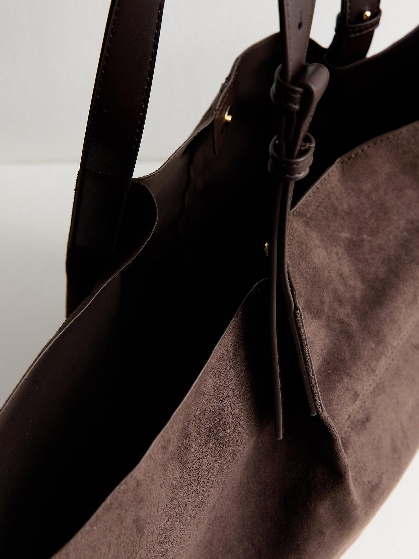 Image 5 of 5 of New Look Faux Suede Shopper Tote Bag - Brown