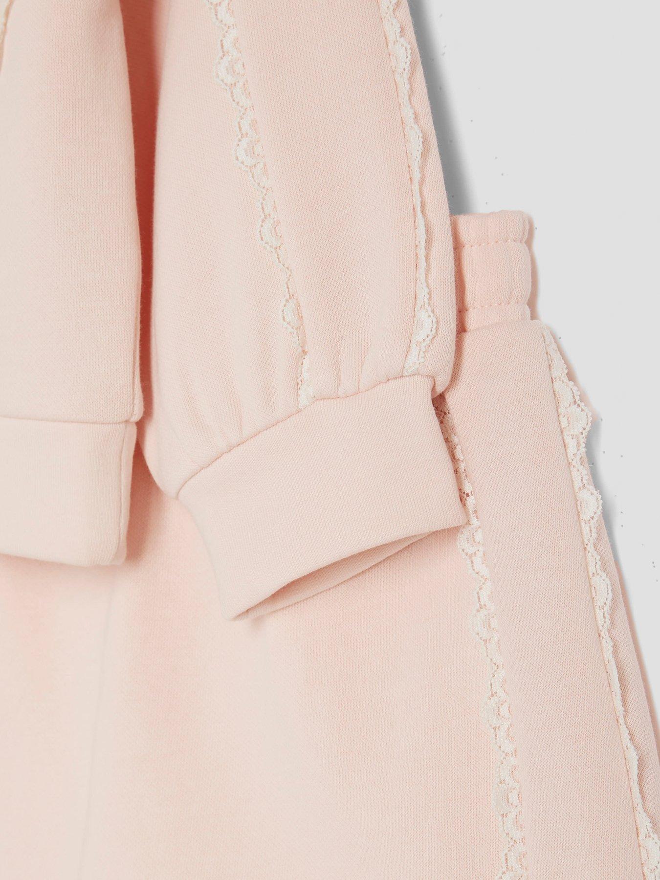  image of river-island-mini-girls-lace-collar-sweatshirt-set-light-pink