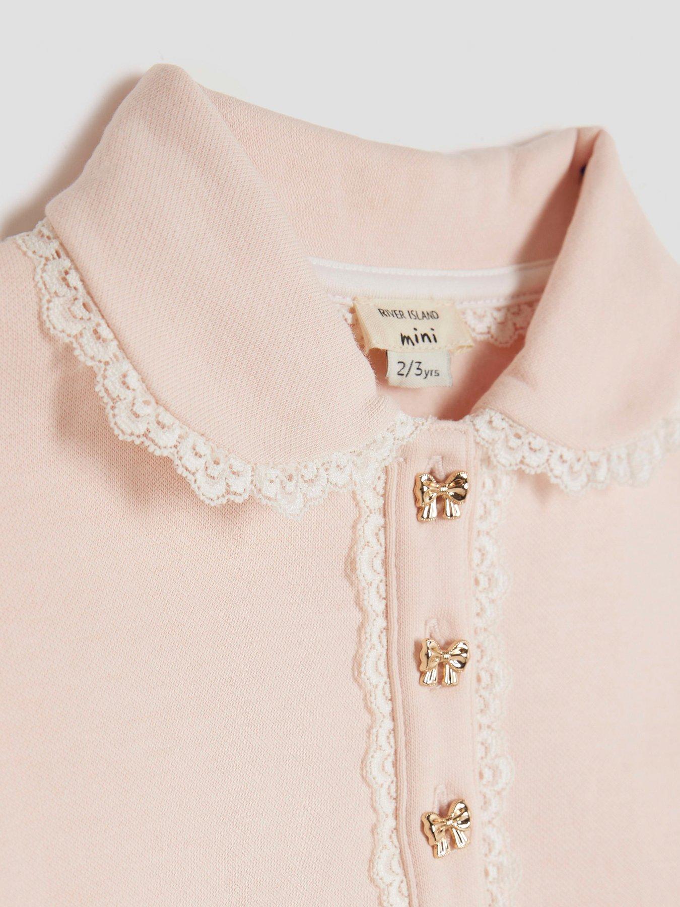  image of river-island-mini-girls-lace-collar-sweatshirt-set-light-pink
