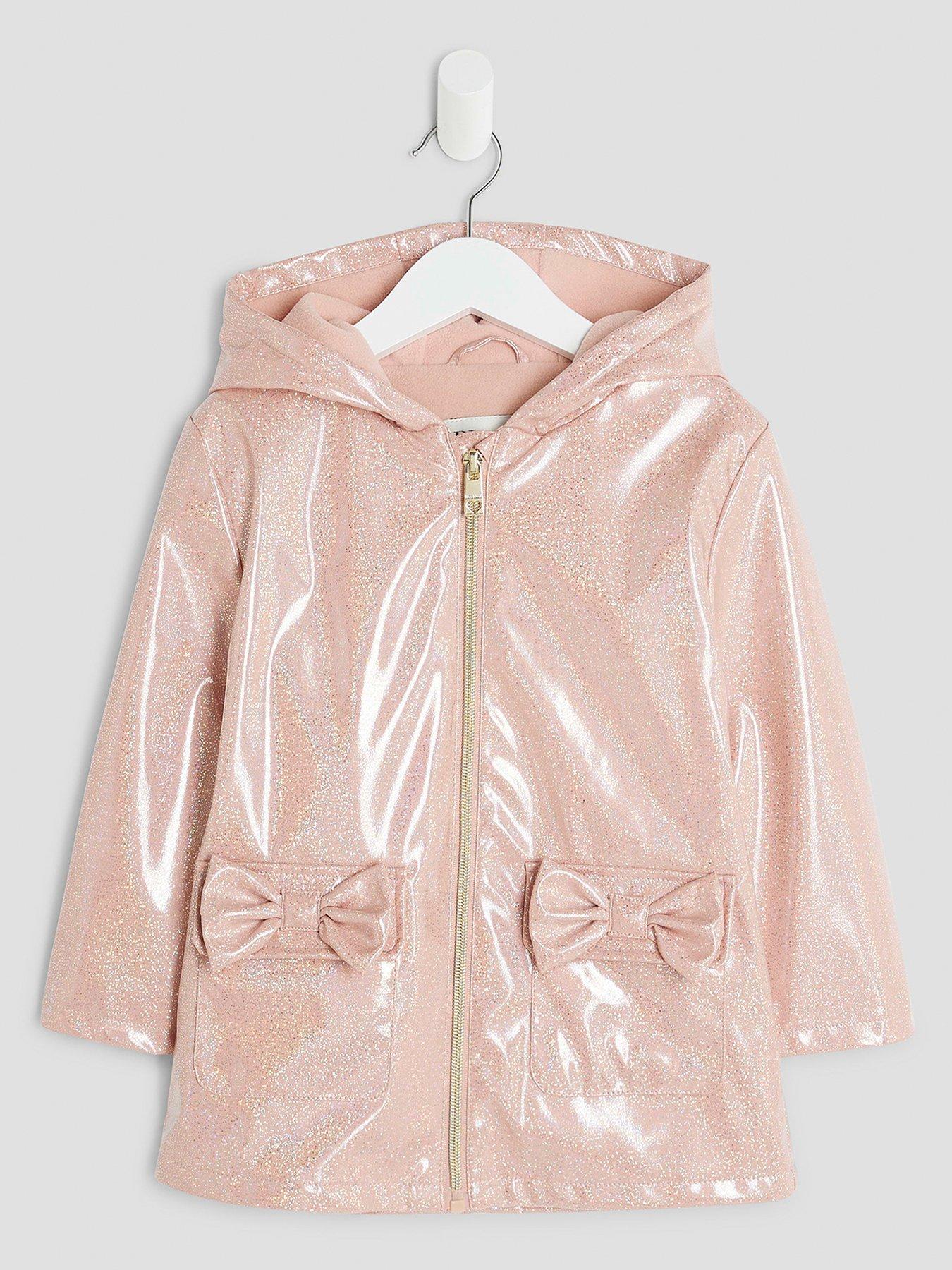 undefined Girls Glitter Rainmac Coat - Pink