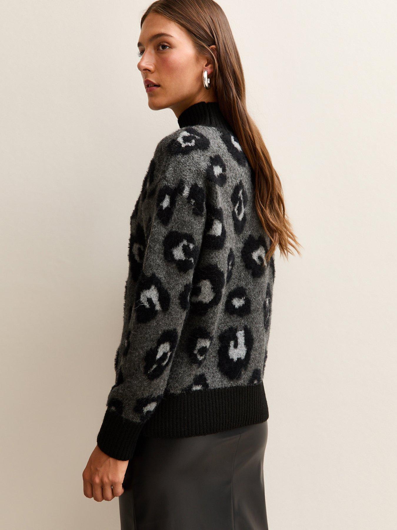 stillFront image of new-look-dark-grey-animal-knit-jumper