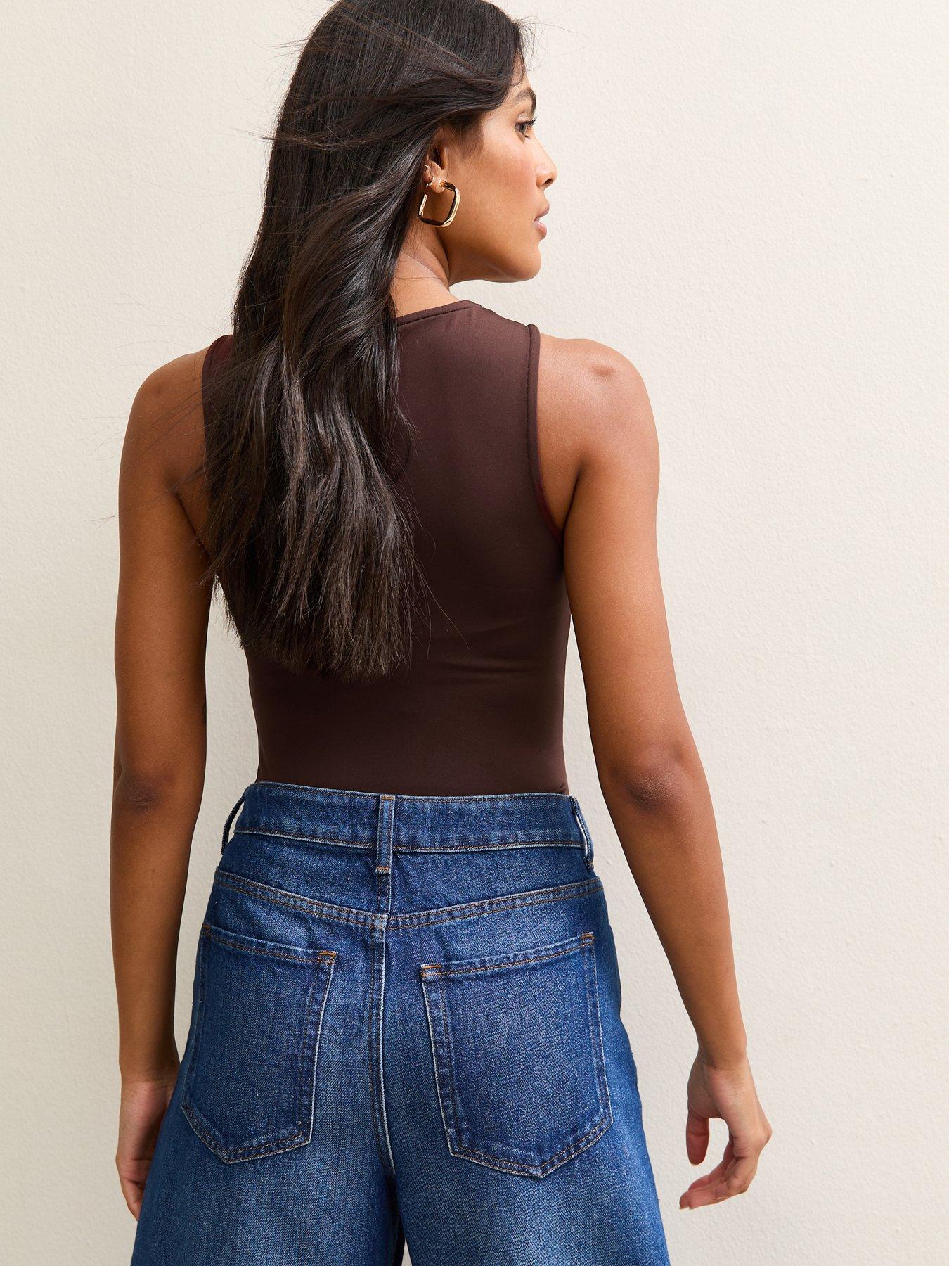  image of new-look-brown-jersey-slinky-bodysuit