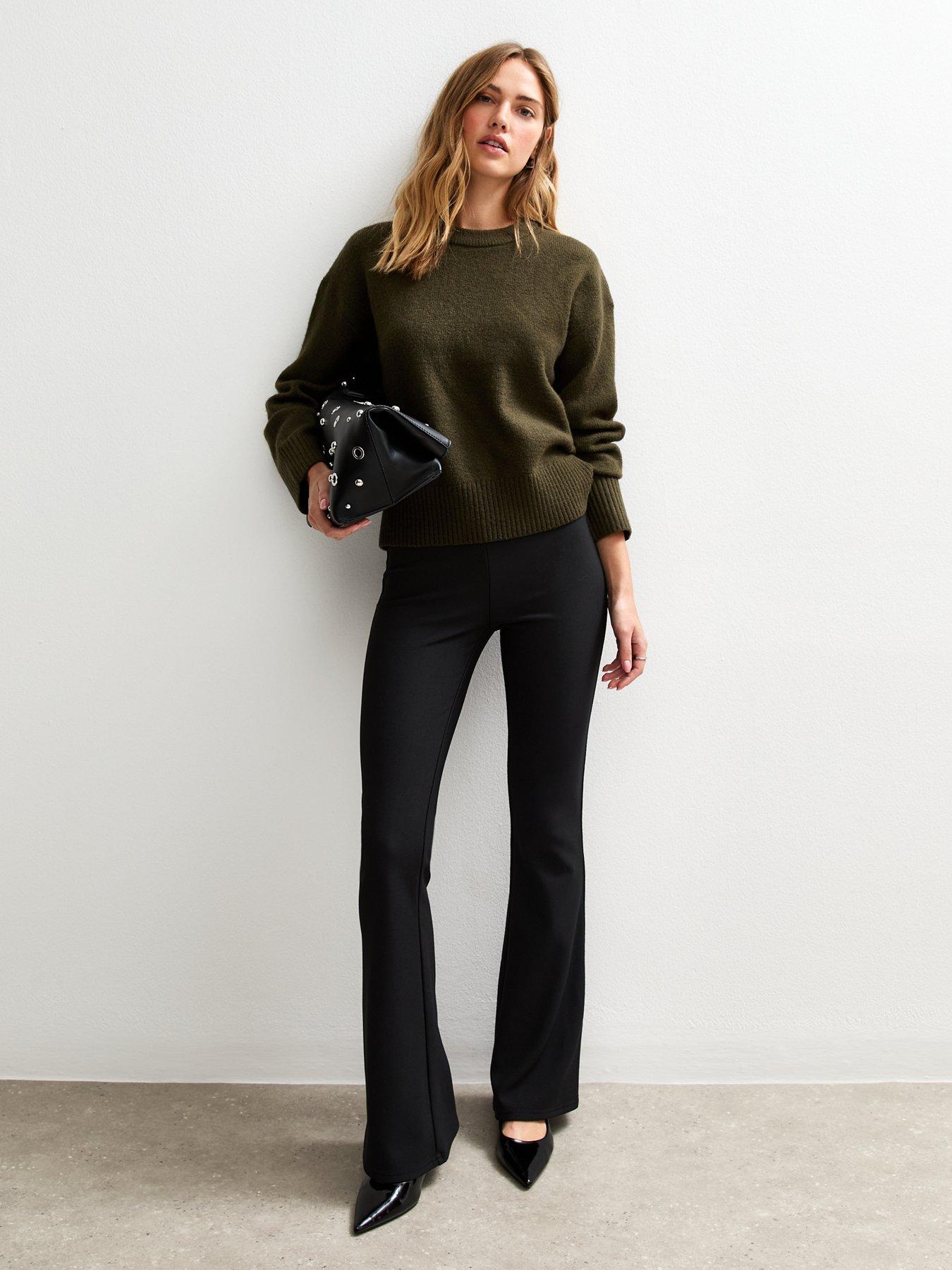 undefined Ribbed Flared Trousers - Black