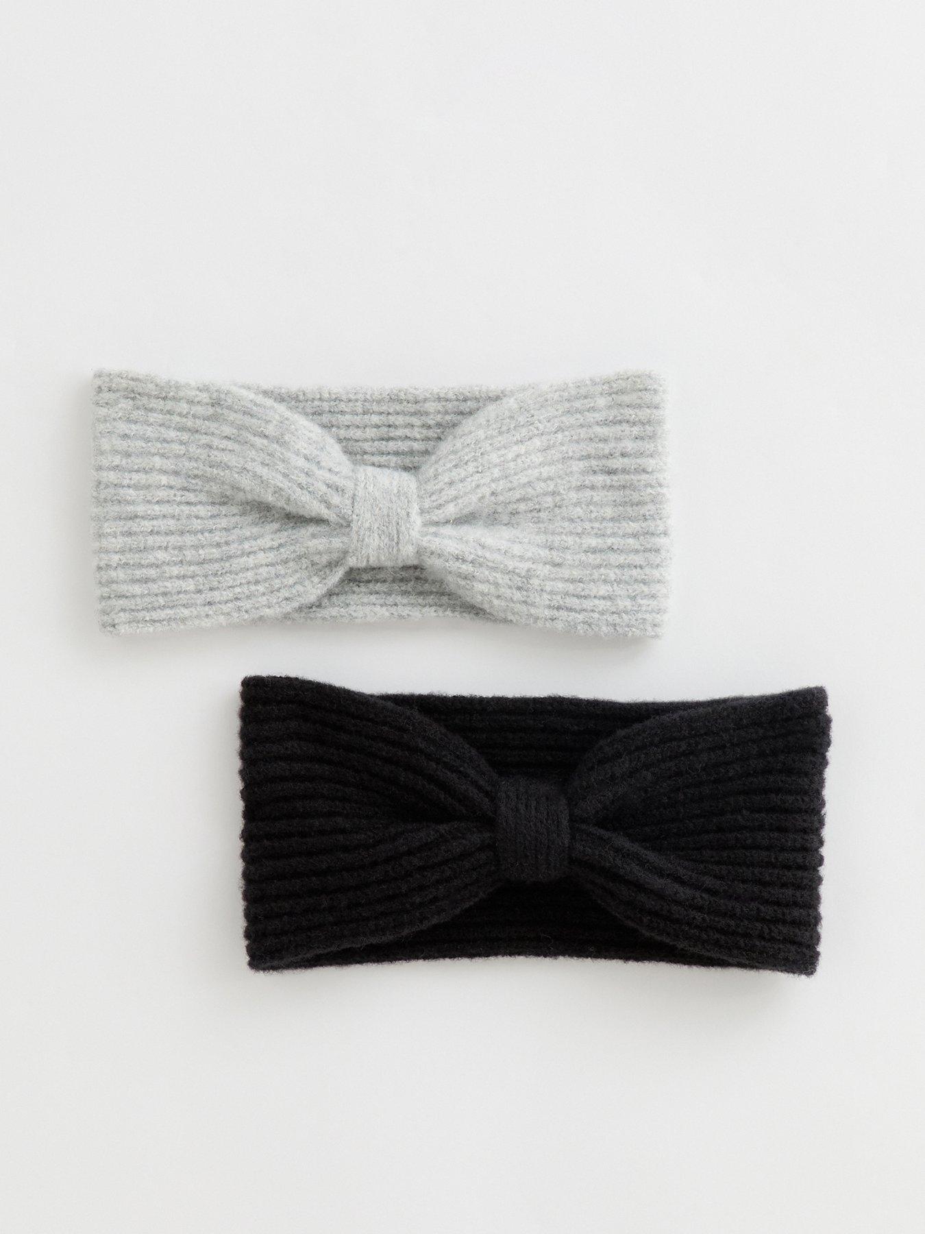 New Look Pack Of 2 Knotted Bow Headbands - Black/Grey