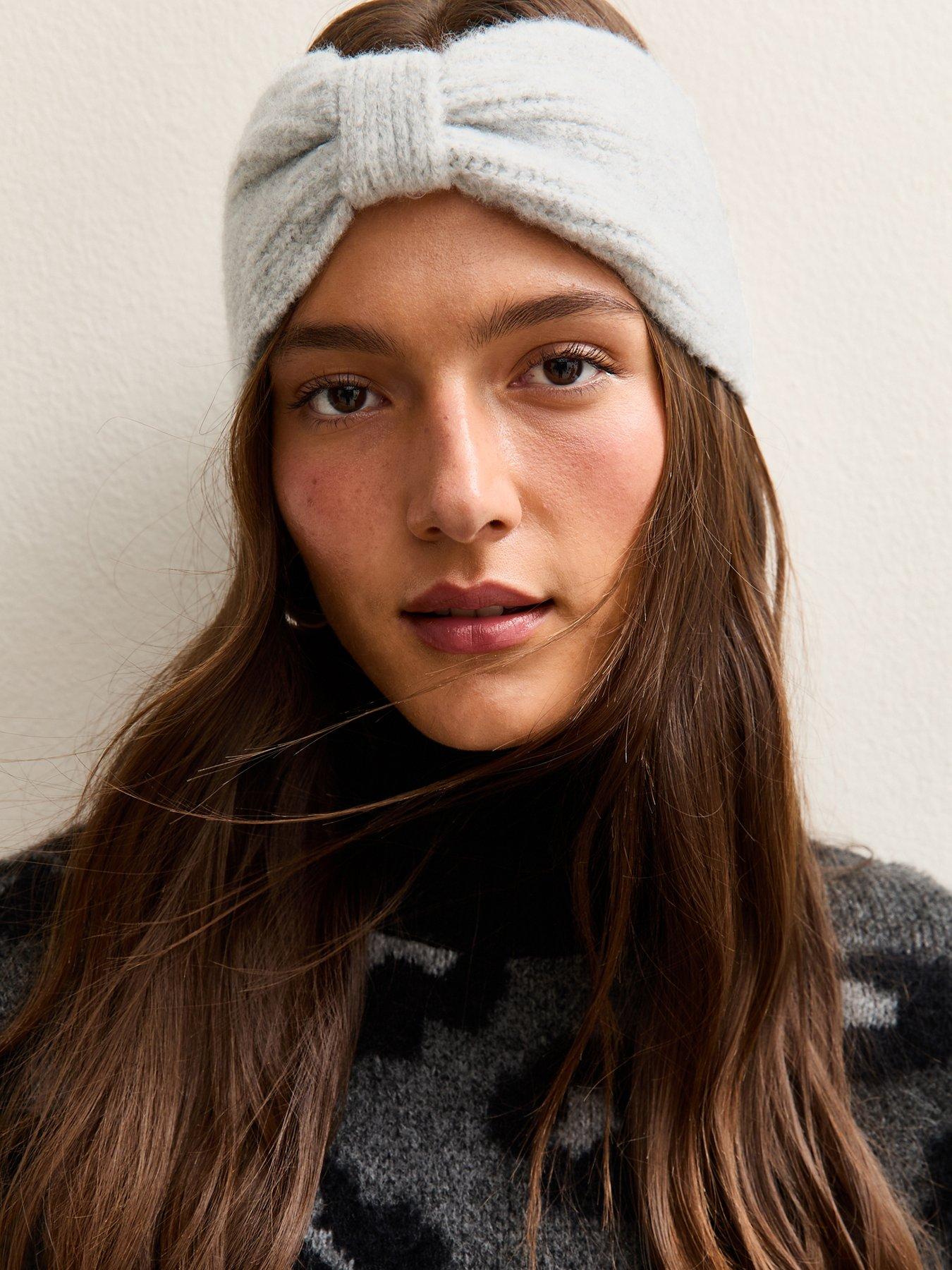  image of new-look-pack-of-2-black-and-grey-knotted-bow-headbands