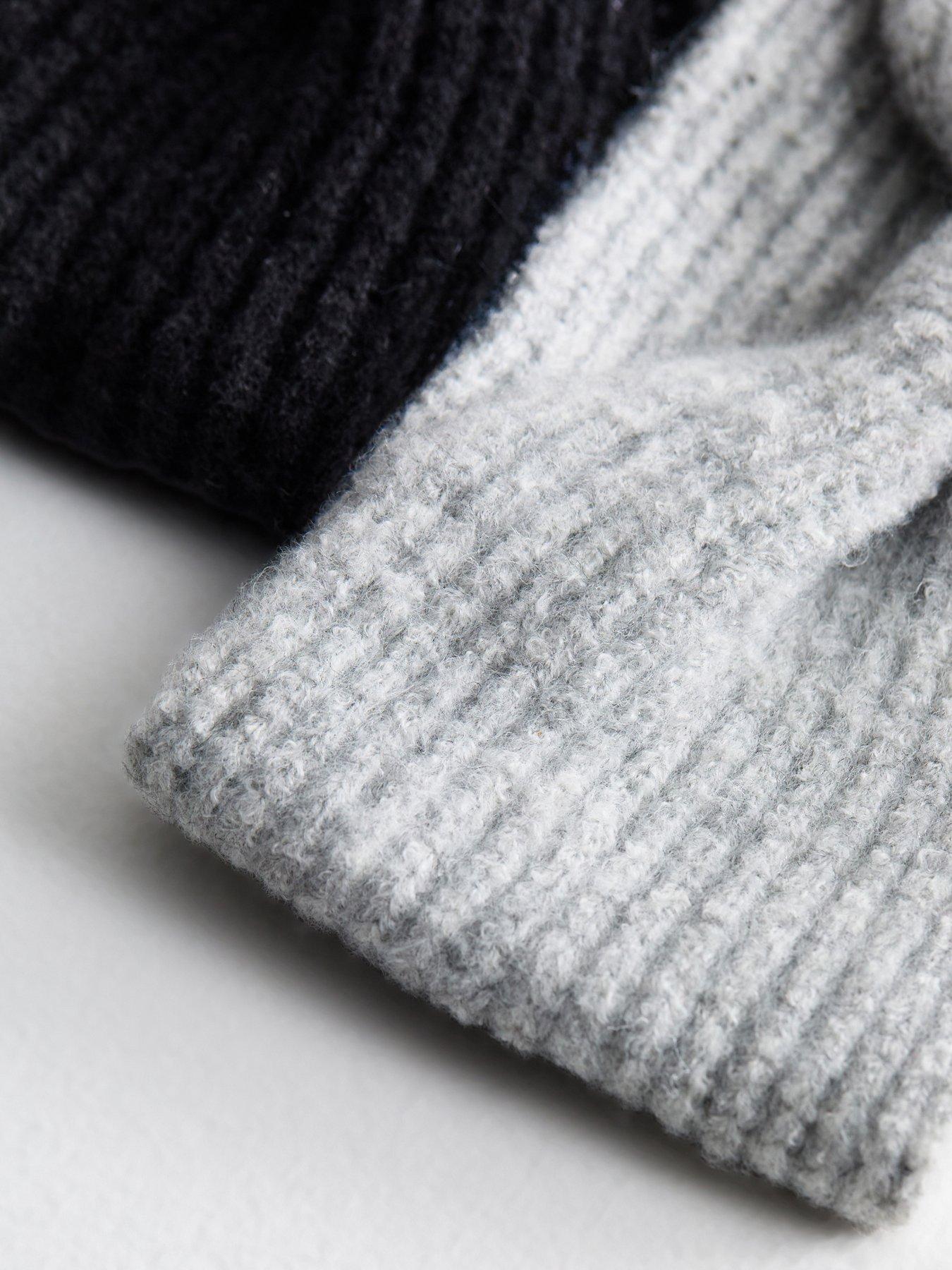  image of new-look-pack-of-2-black-and-grey-knotted-bow-headbands