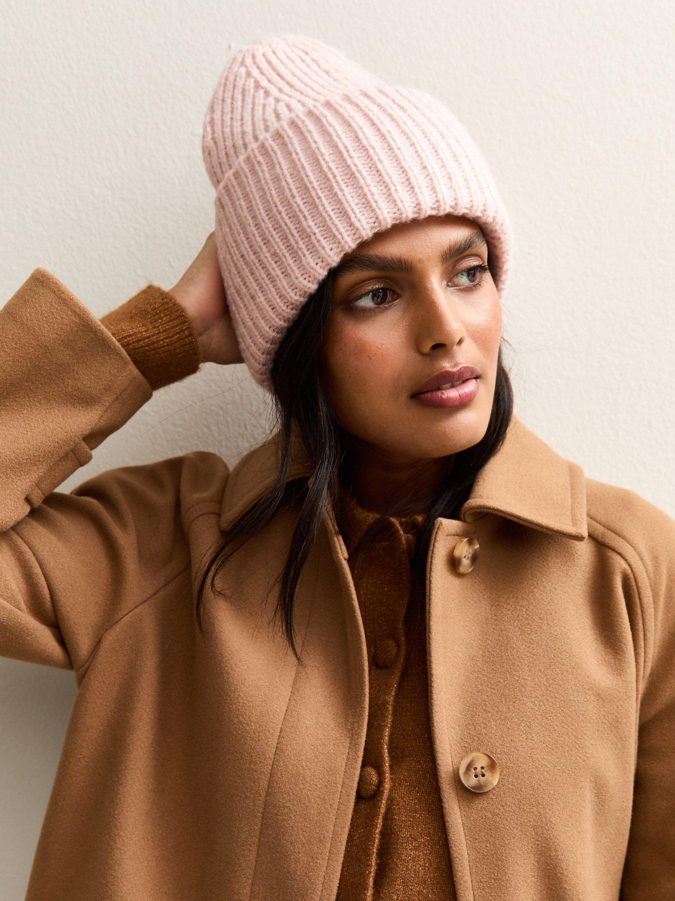  image of new-look-pink-ribbed-knit-beanie