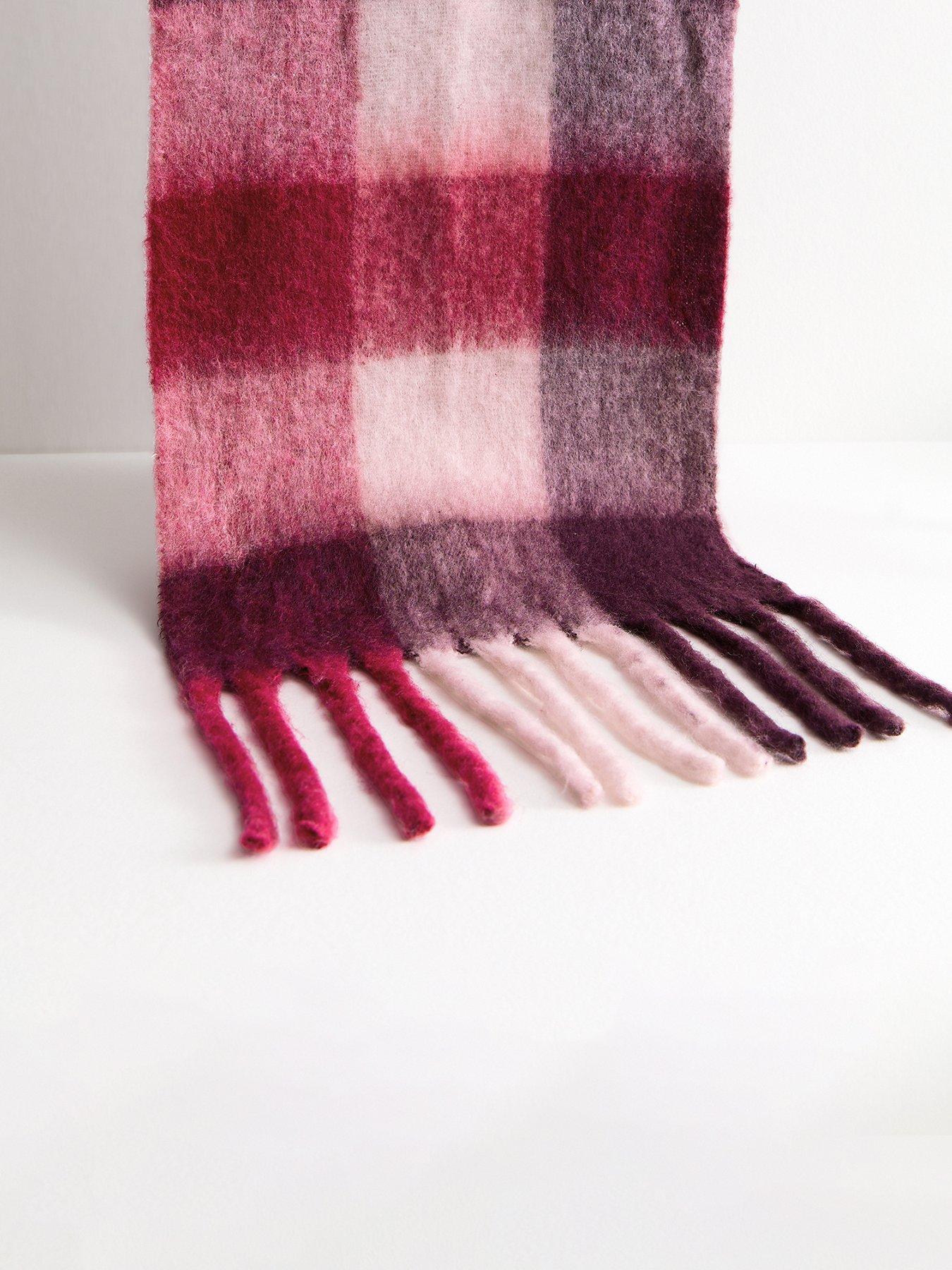 New Look Burgundy Checked Heavyweight Scarf