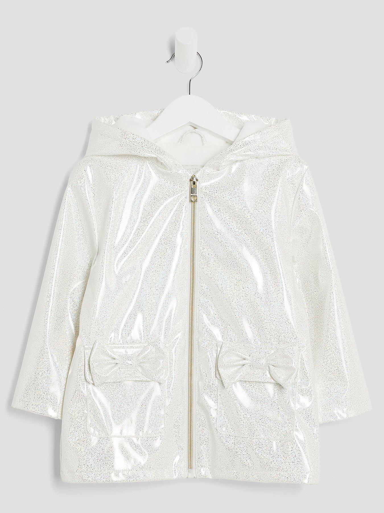 undefined Mini Girls Glitter Rainmac Coat - White