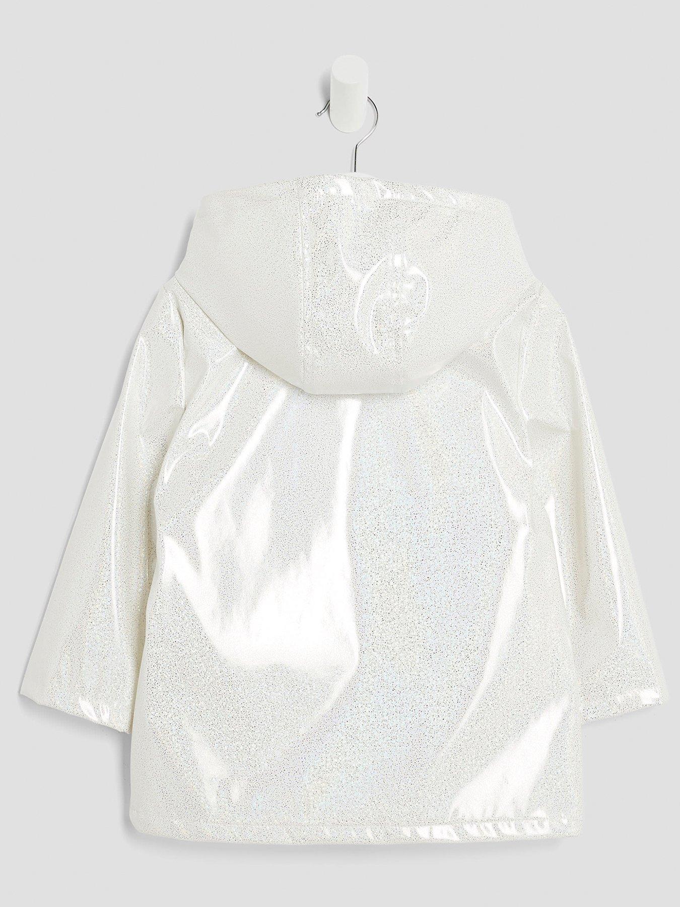 Image 2 of 4 of River Island Mini Mini Girls Glitter Rainmac Coat - White