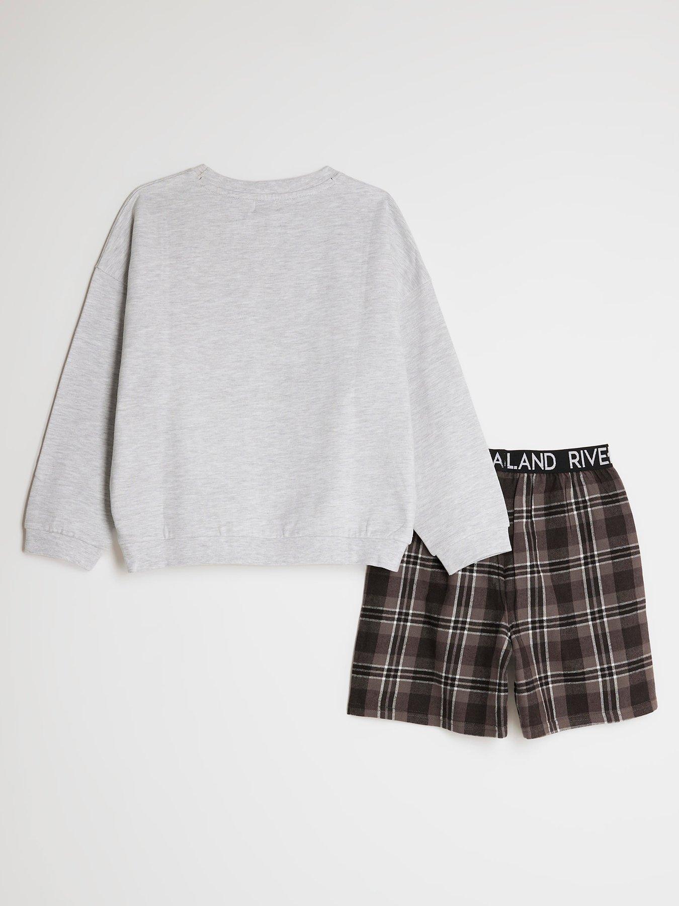  image of river-island-older-boys-slam-dunk-sweat-check-set-grey