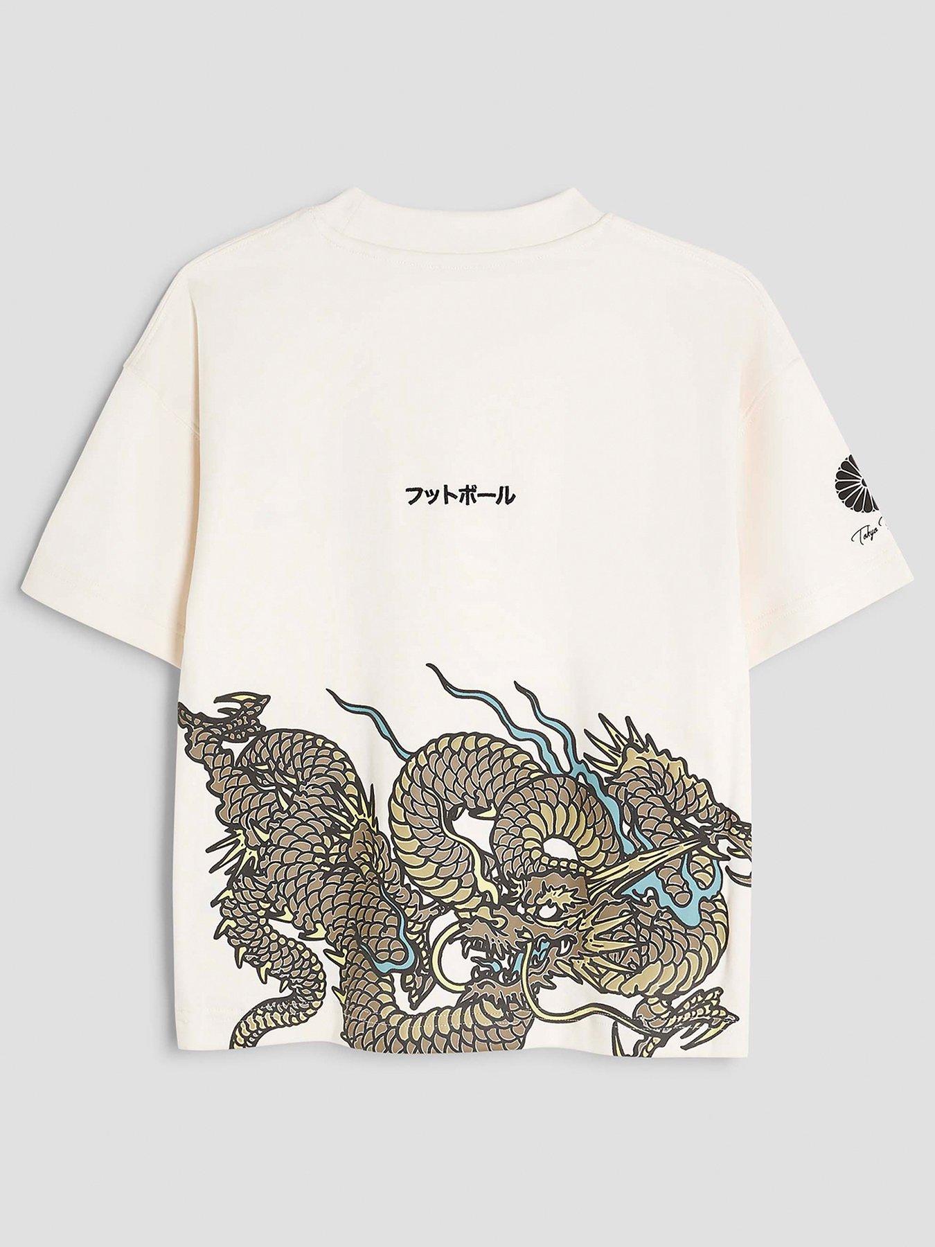 undefined Older Boys Dragon Hem T-Shirt - White