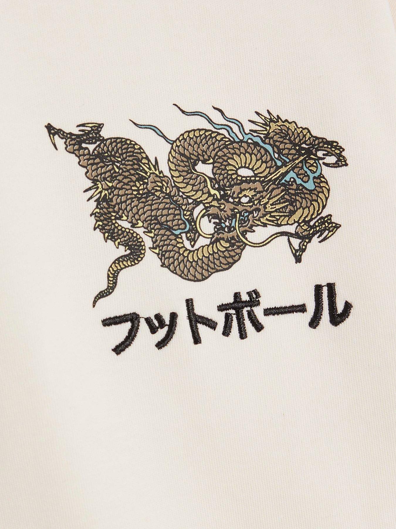 Image 3 of 4 of River Island Older Boys Dragon Backprint Hem T-shirt - White