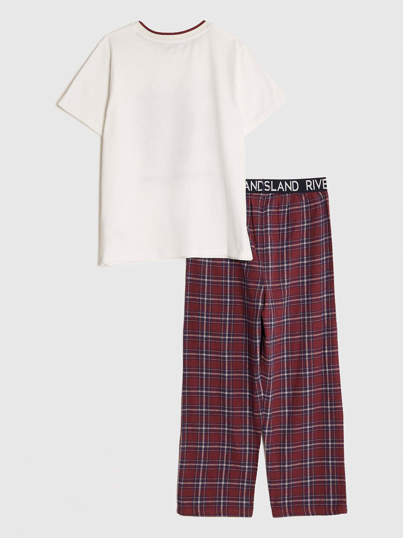  image of river-island-older-boys-japanese-waistband-pyjama-t-shirt-set-red