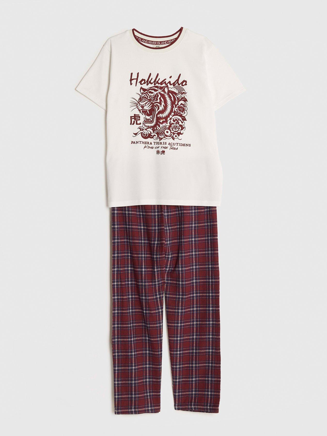  image of river-island-older-boys-japanese-waistband-pyjama-t-shirt-set-red