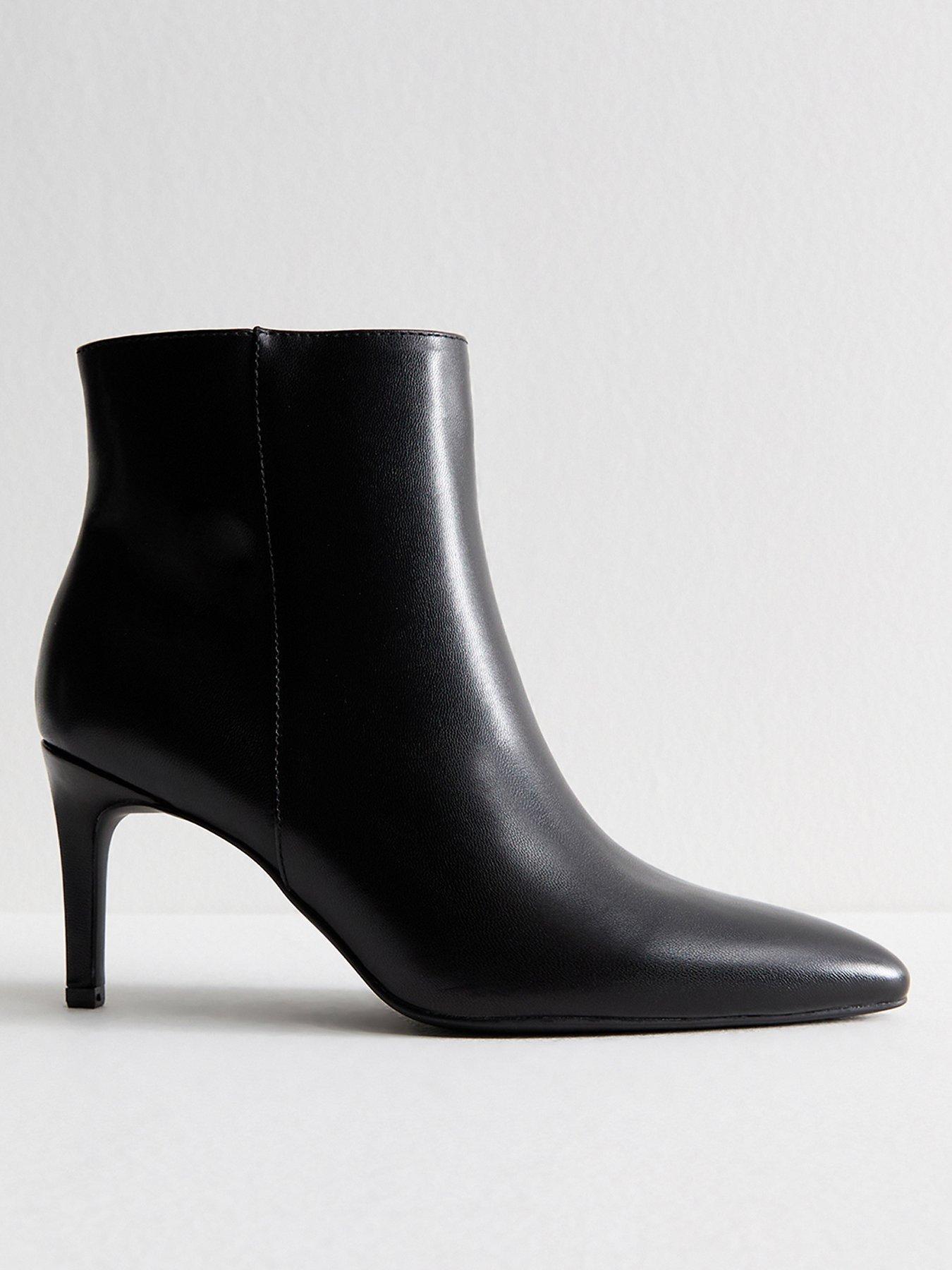 New Look Faux Leather Point Toe Ankle Boots - Black