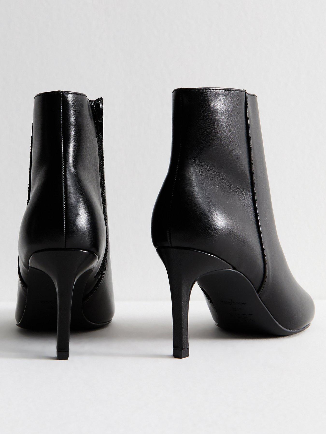  image of new-look-faux-leather-point-toe-ankle-boots-black