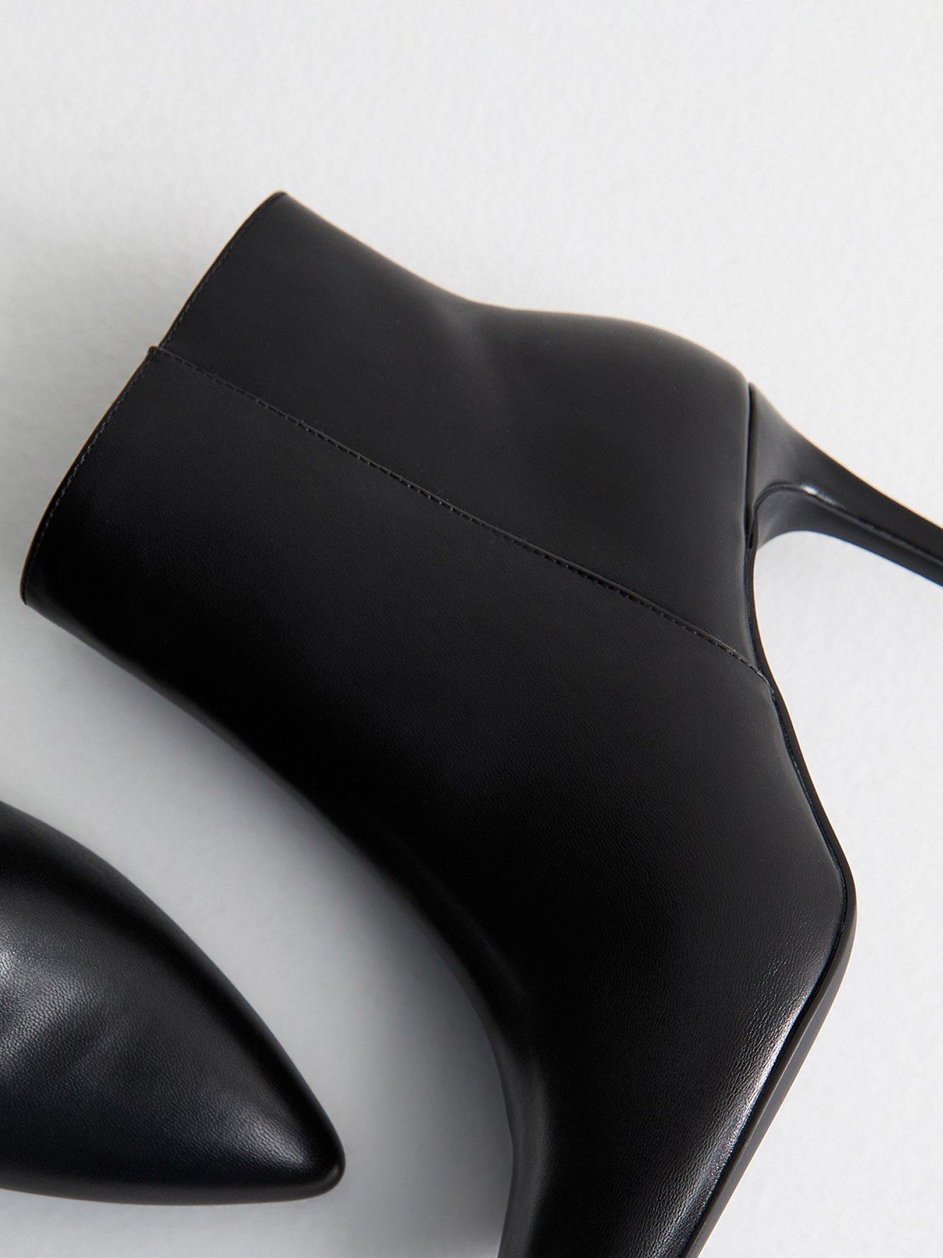  image of new-look-faux-leather-point-toe-ankle-boots-black
