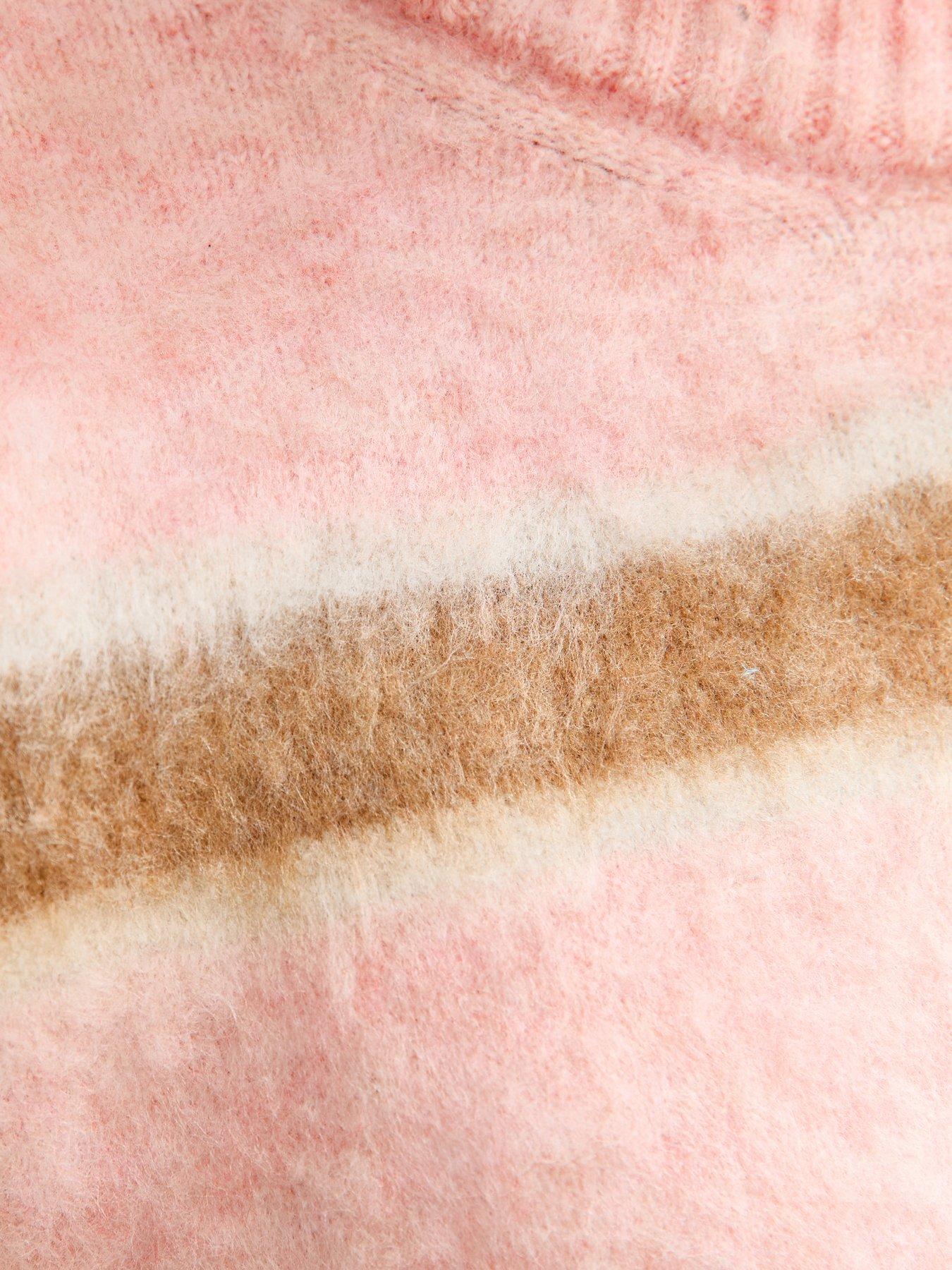  image of new-look-striped-brushed-crew-neck-jumper-grey