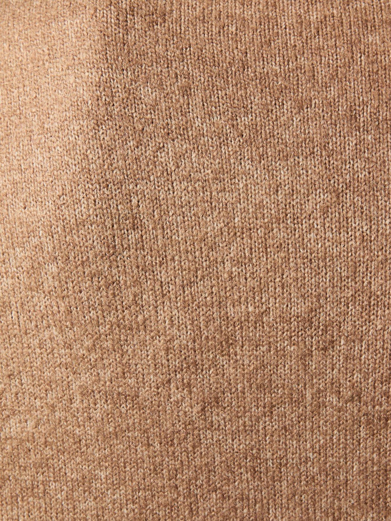  image of new-look-mink-high-neck-back-slit-midi-jumper-dress