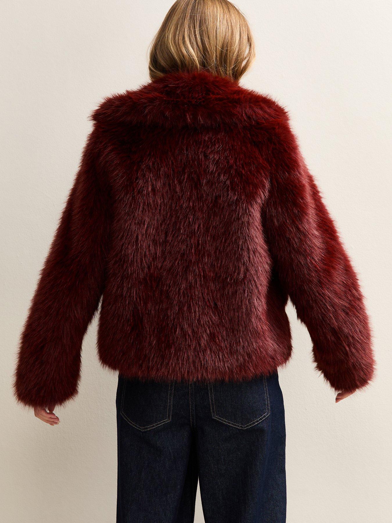  image of new-look-faux-fur-coat-dark-burgundy