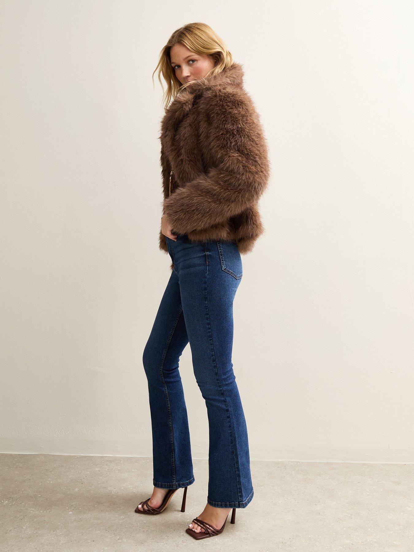  image of new-look-faux-fur-coat-brown