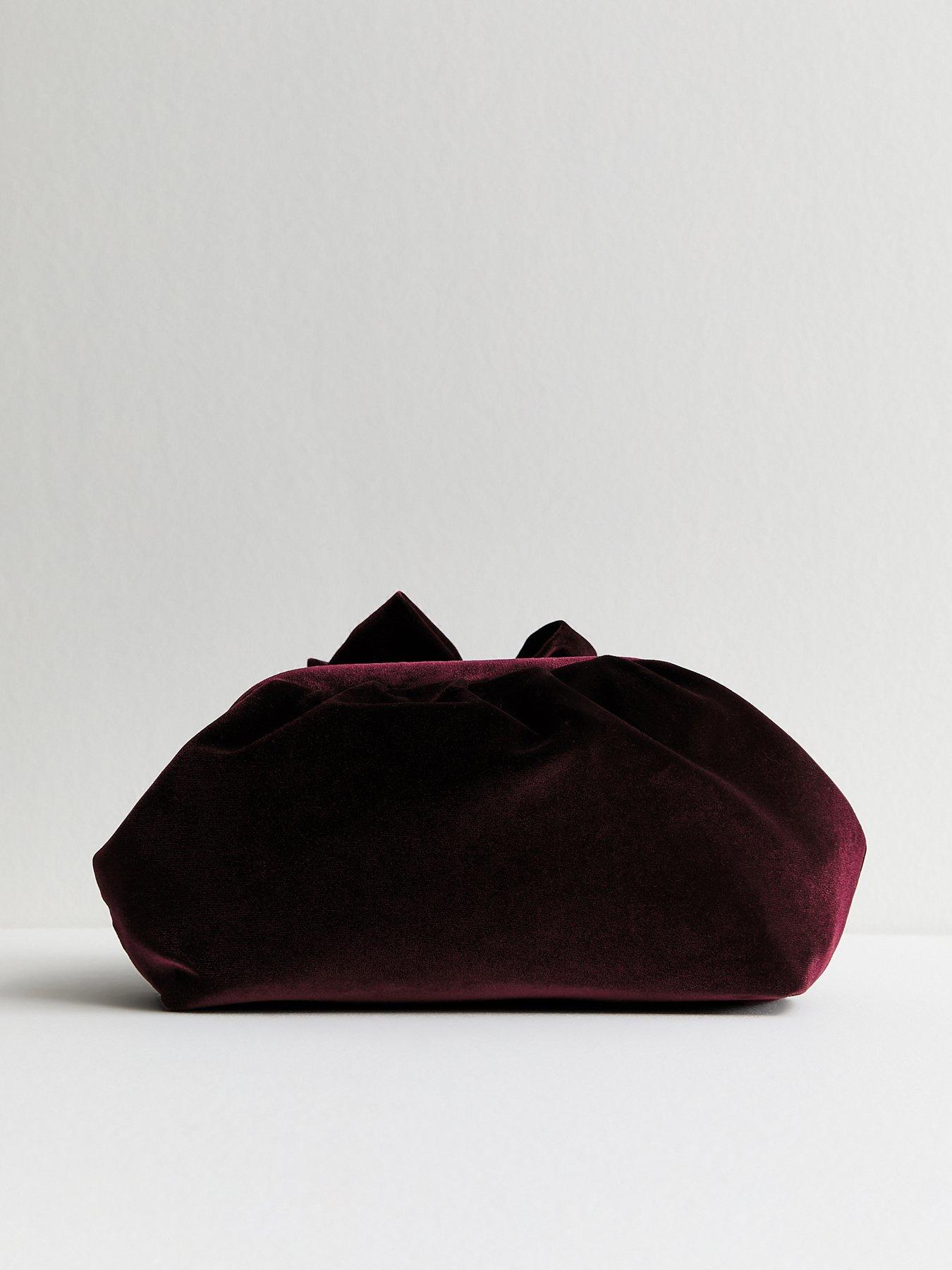  image of new-look-bow-velvet-slouch-clutch-bag-purple