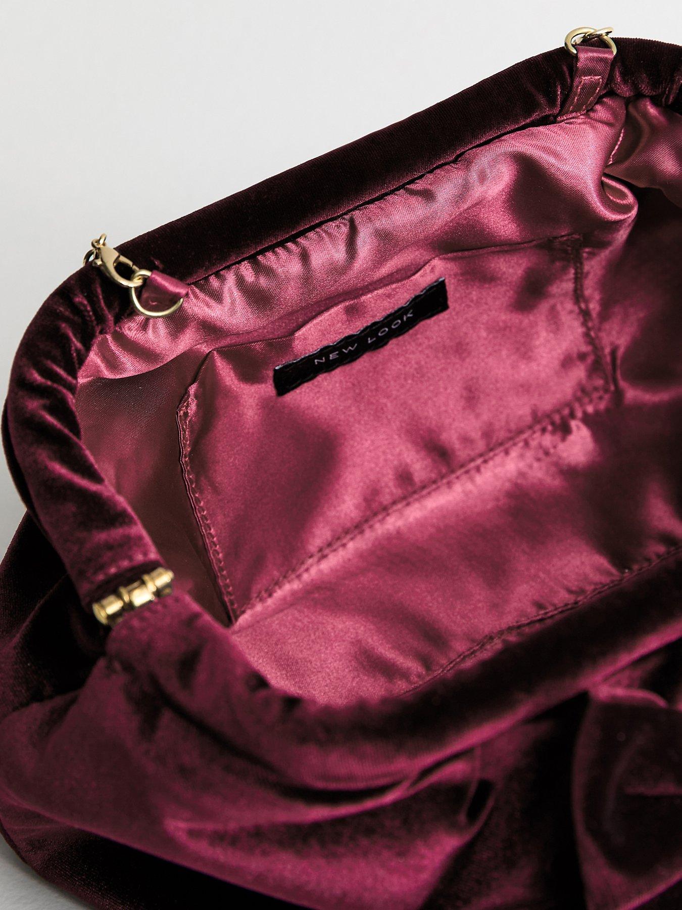 image of new-look-bow-velvet-slouch-clutch-bag-purple