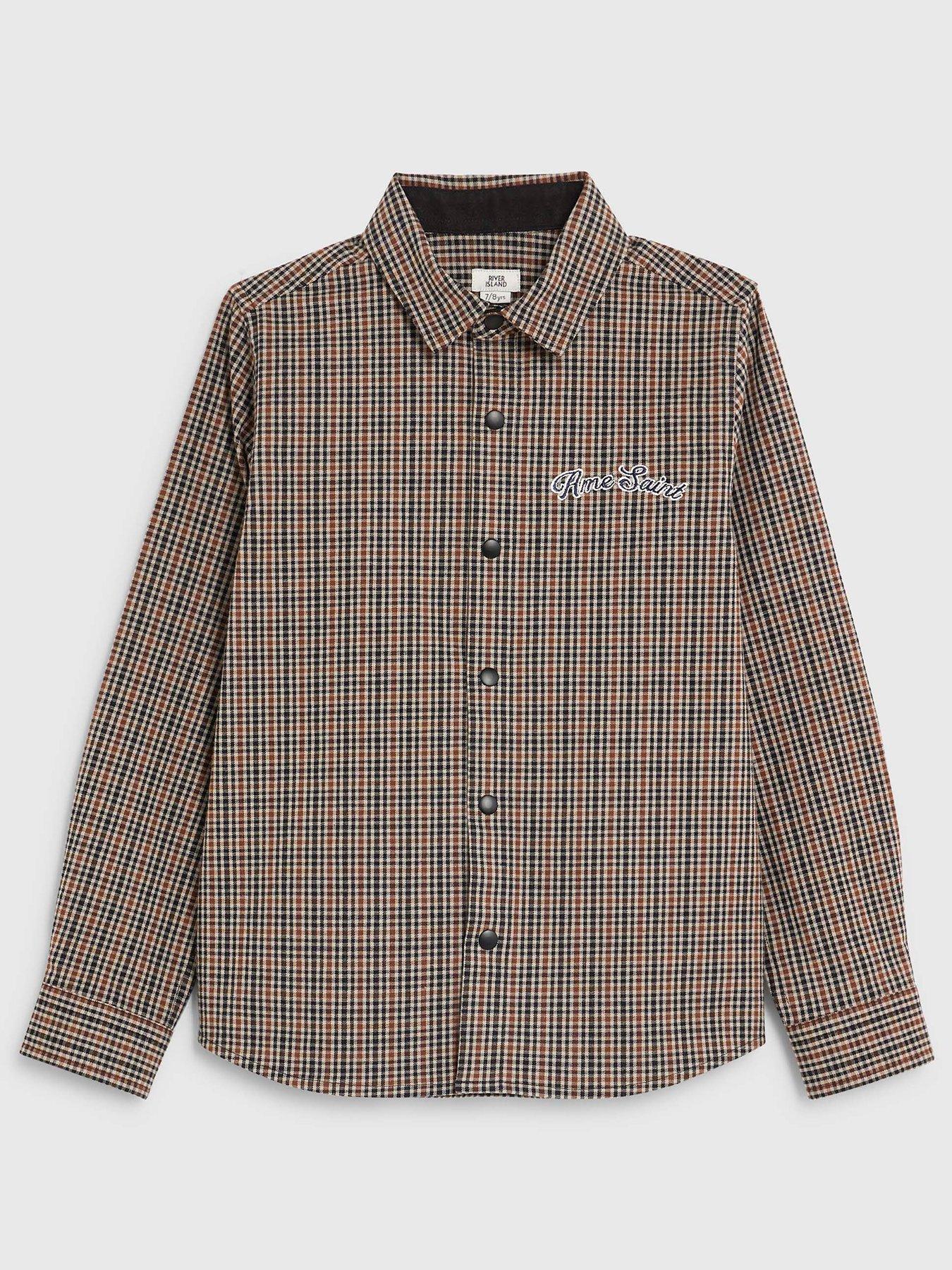 river-island-mini-boys-button-check-trim-t-shirt-beige