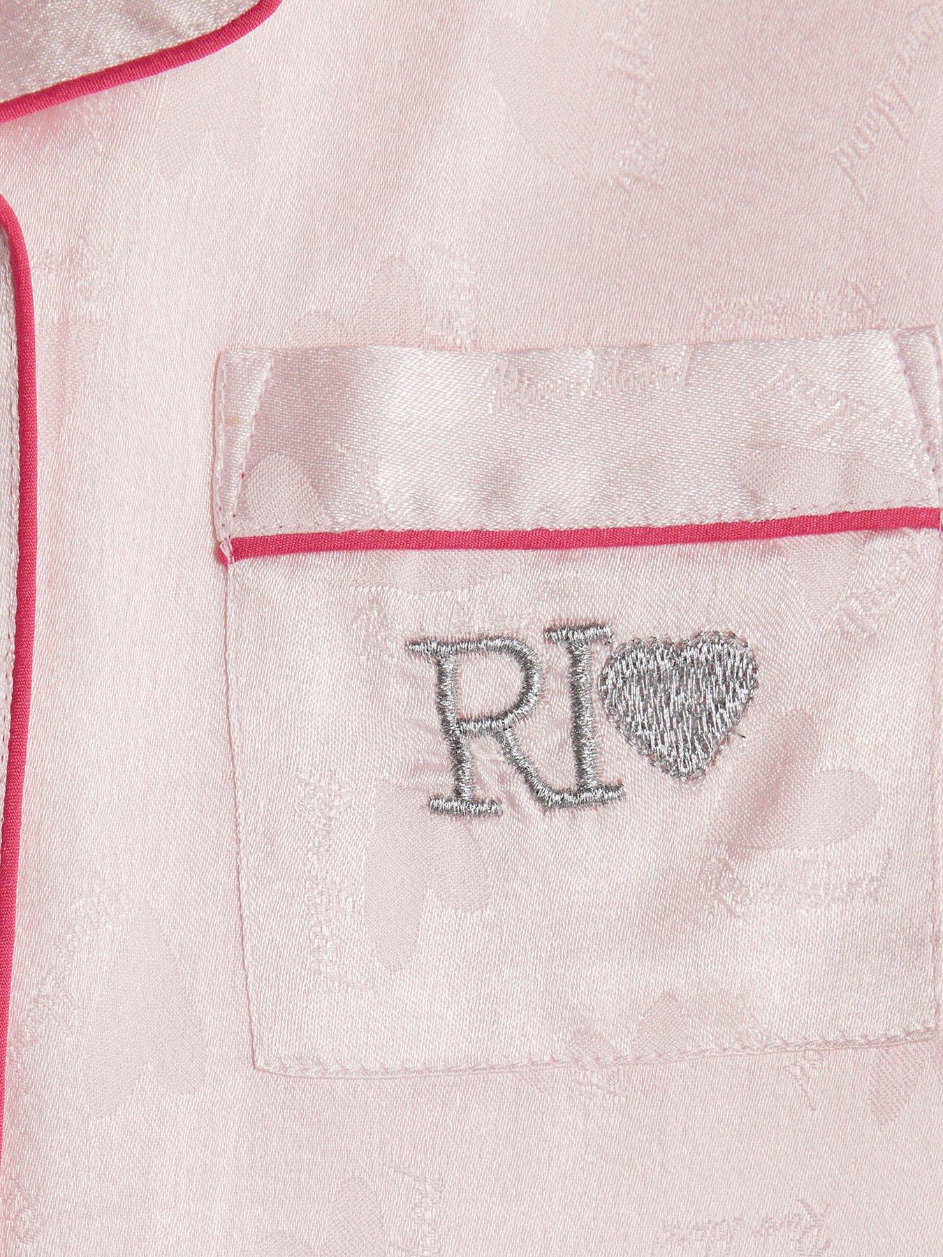  image of river-island-mini-girls-fur-cuff-satin-pyjamas-pink