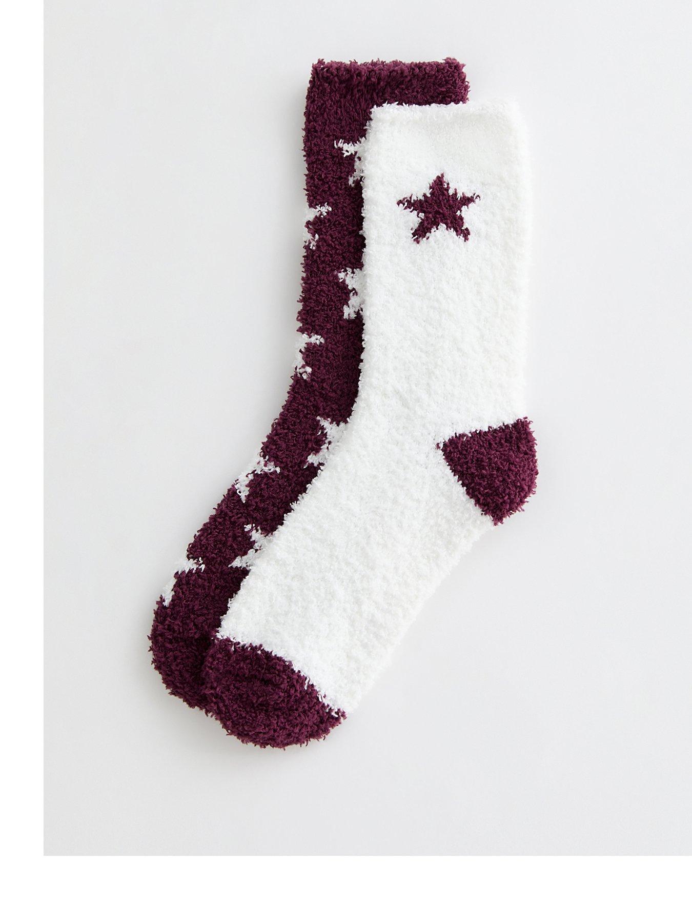 New Look Dark Burgundy Pack Of 2 Star Pattern Textured Socks