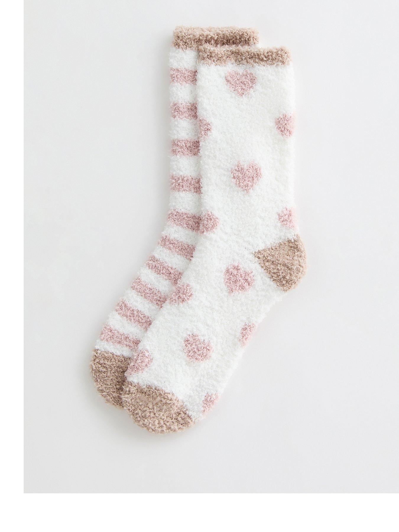 New Look Pink Pack Of 2 Heart And Stripe Textured Socks