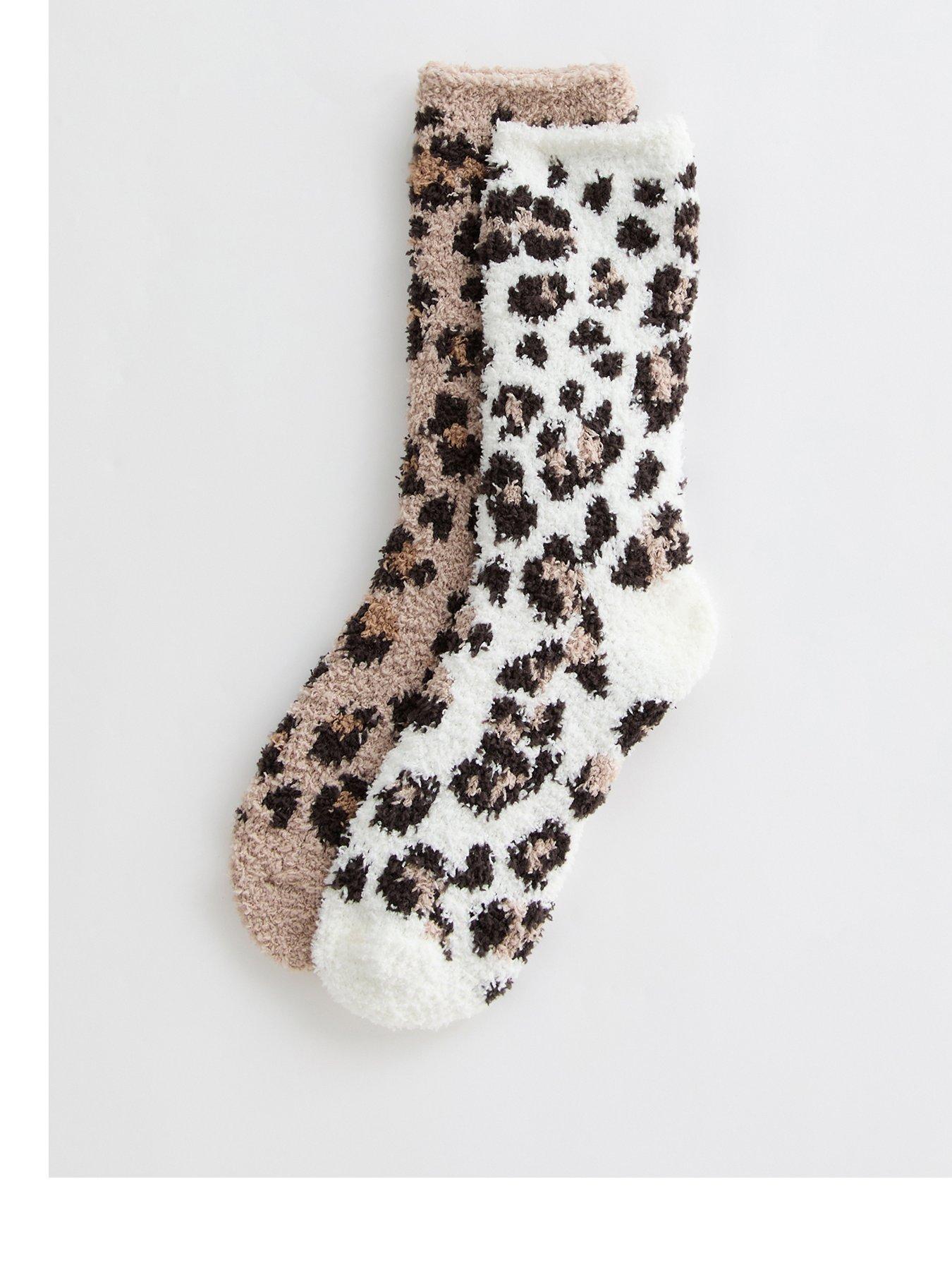 New Look Brown Pack Of 2 Leopard Print Textured Socks
