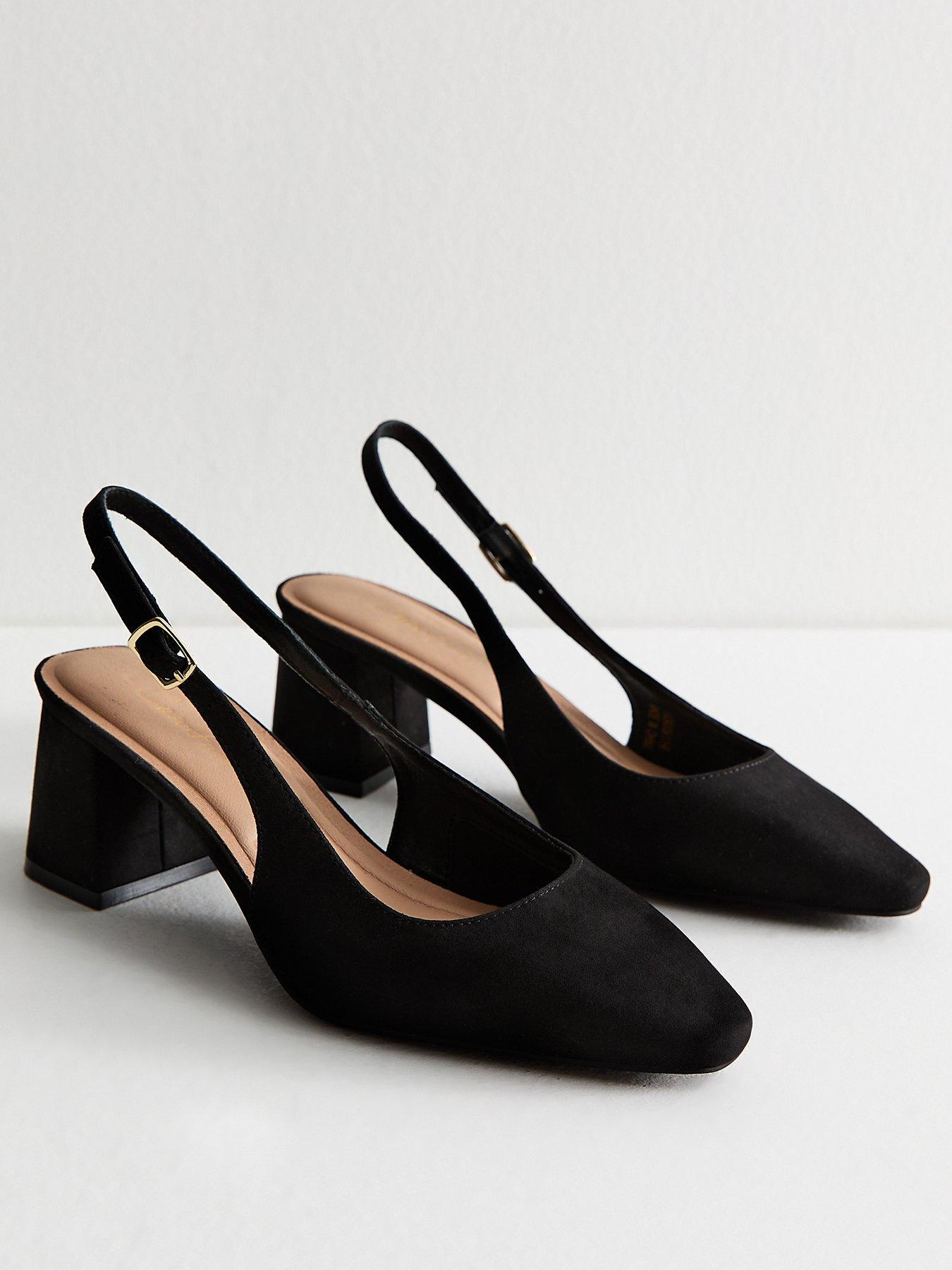 New Look Faux Suede Block Heel Slingback Sandals - Black | Littlewoods