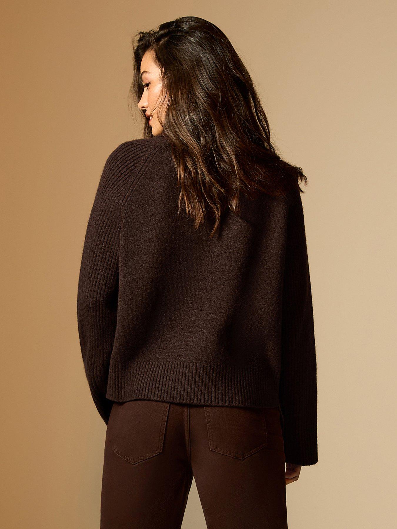 Image 2 of 6 of New Look Dark Brown Rib Roll Neck Jumper