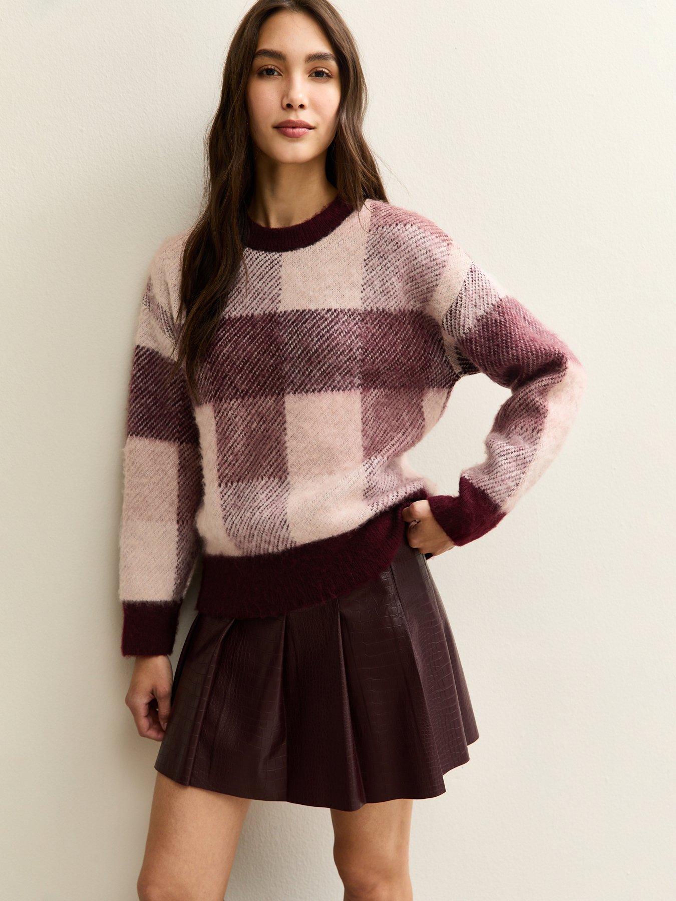 New Look Red Brushed Checked Jumper