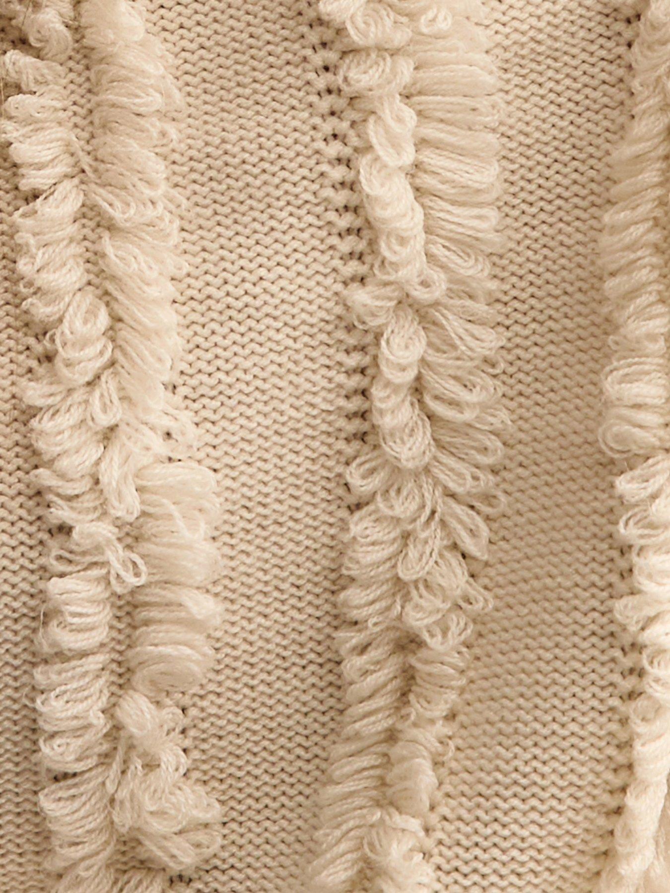 image of new-look-fringed-knit-jumper-beige