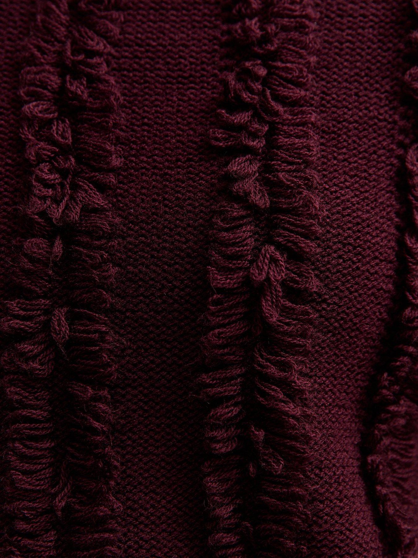  image of new-look-fringed-knit-jumper-burgundy