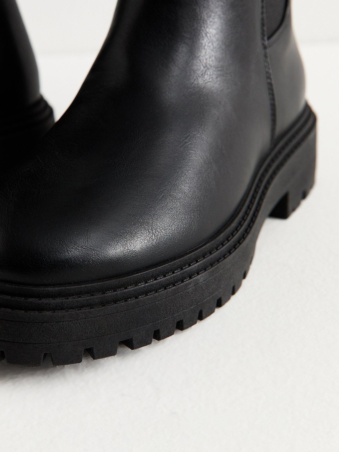  image of new-look-wide-fit-faux-leather-knee-high-boots-black