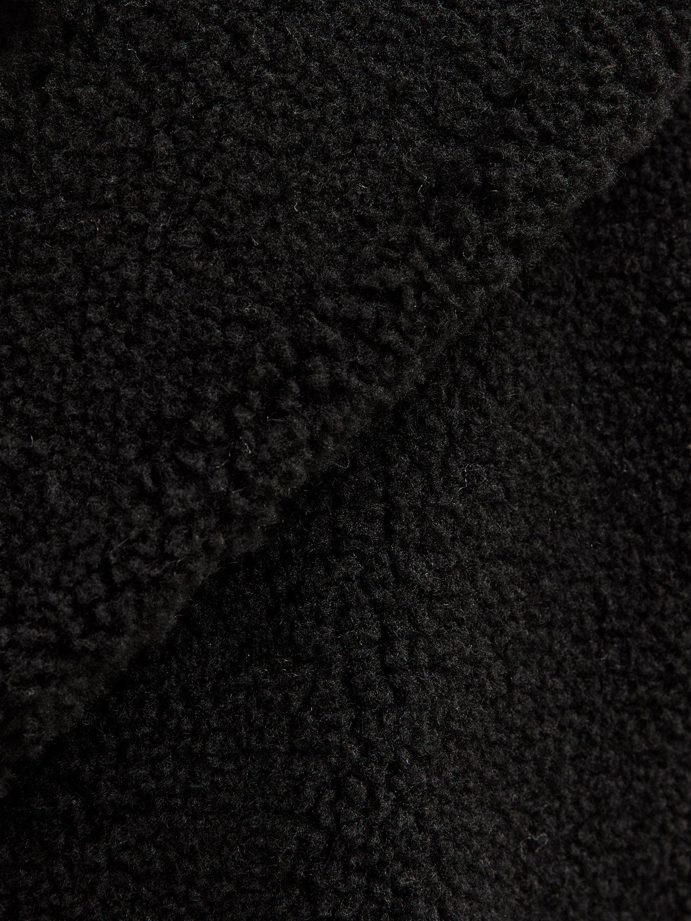  image of new-look-collared-long-sleeve-borg-coat-black