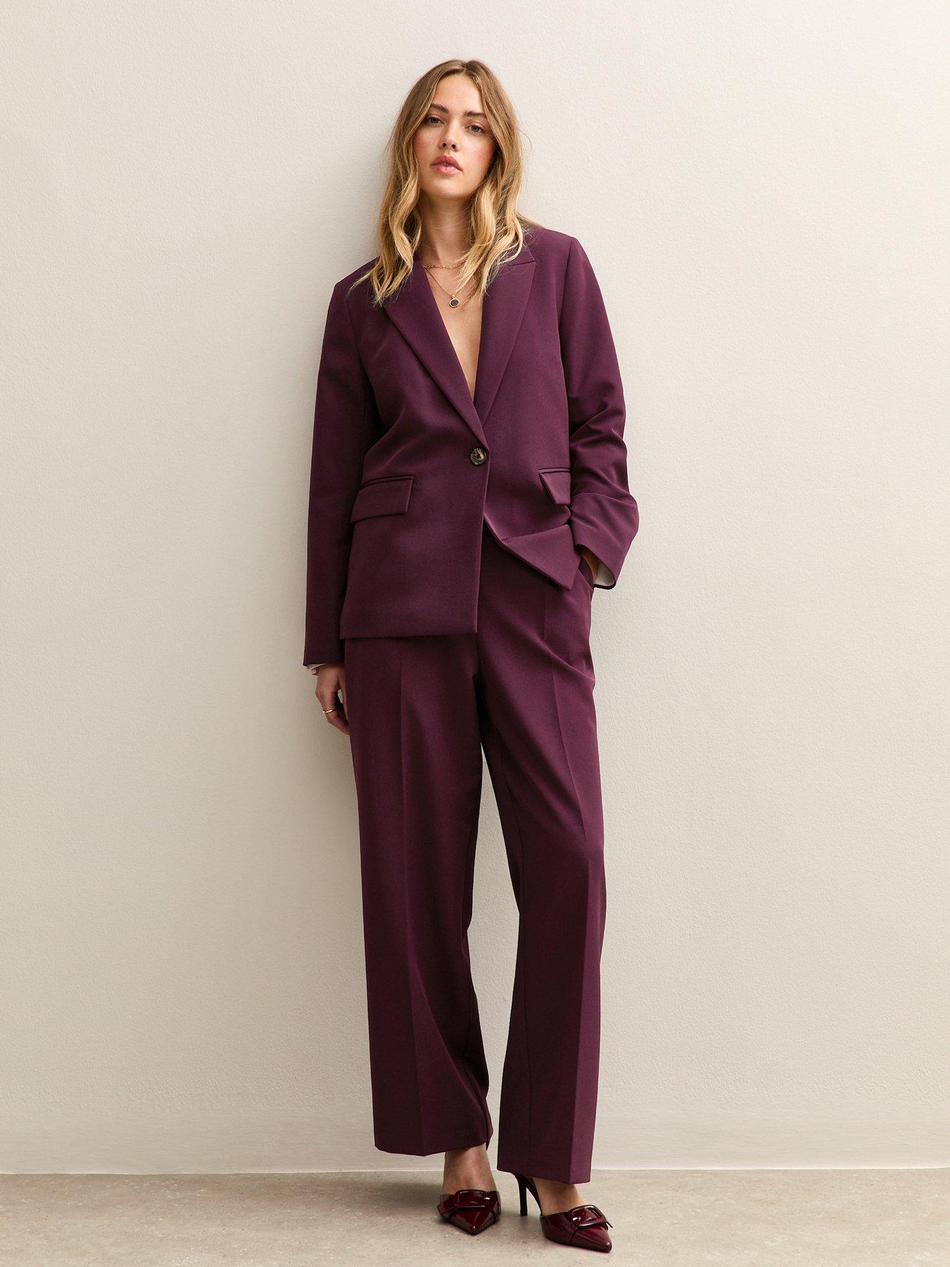  image of new-look-single-breasted-blazer-jacket-burgundy