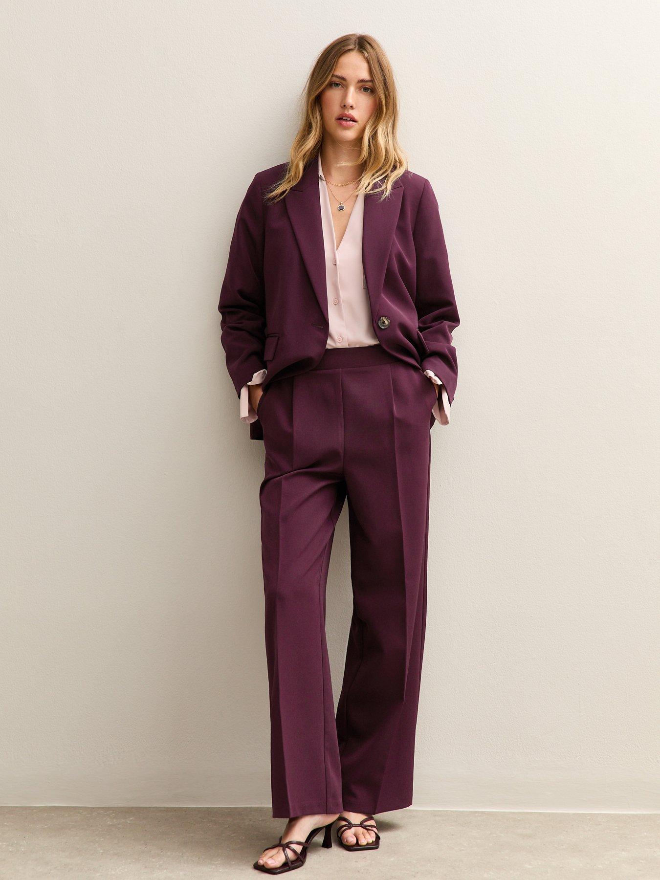  image of new-look-single-breasted-blazer-jacket-burgundy